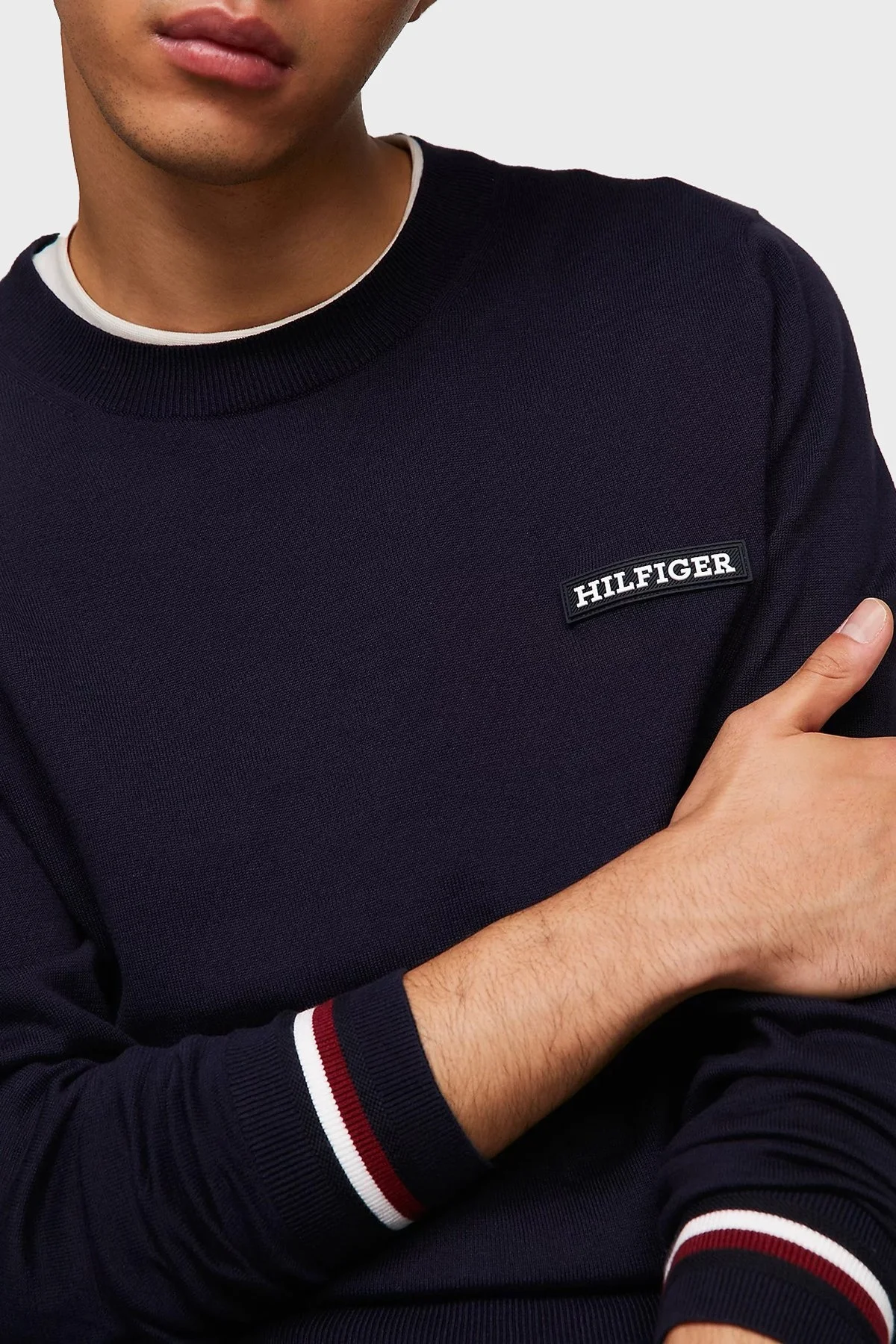 Tommy Hilfiger Organik Pamuklu Bisiklet Yaka Regular Fit Erkek Sweat MW0MW33502 DW5 LACİVERT - 9