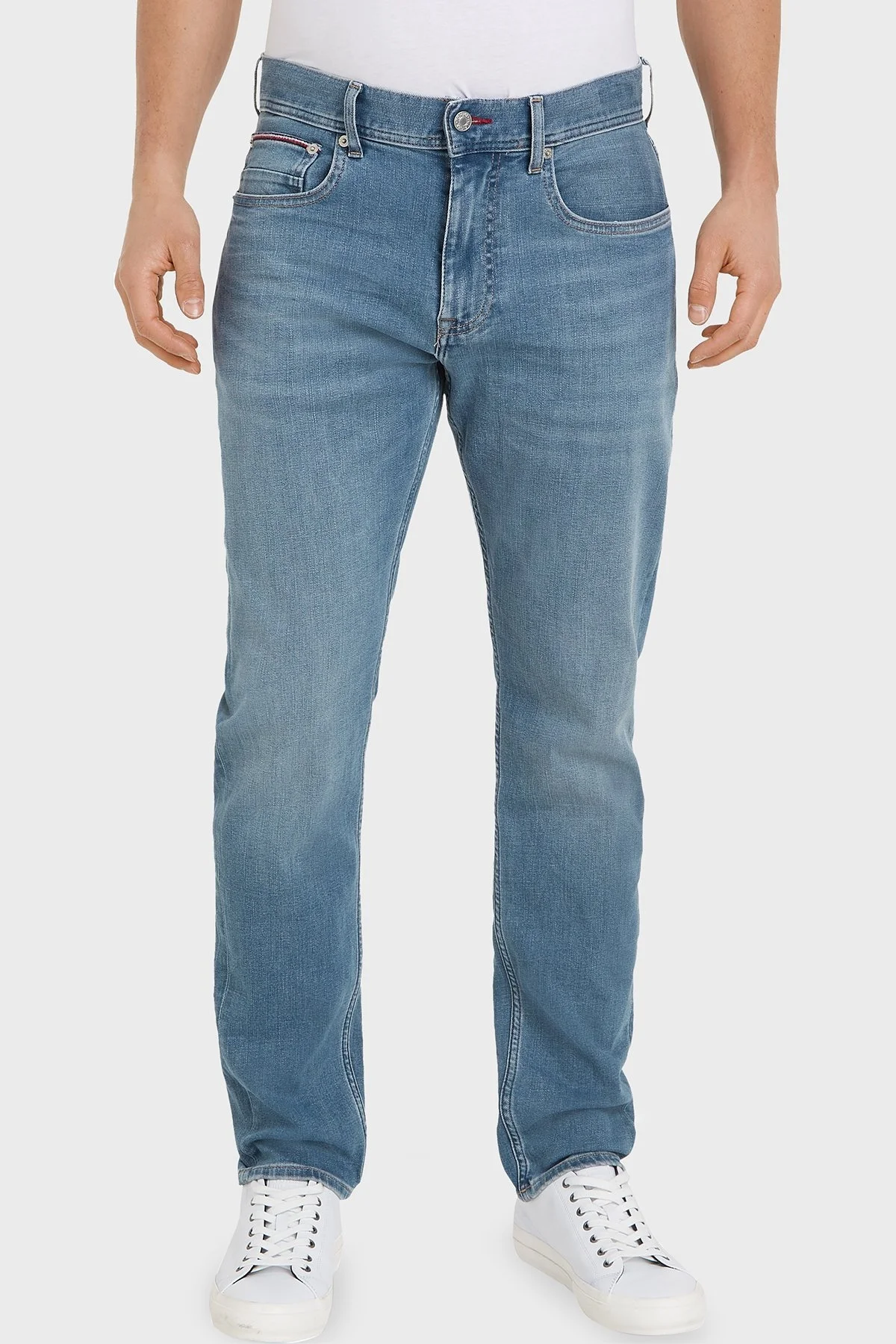 Tommy Hilfiger Organik Pamuklu Normal Bel Slim Taper Fit Jeans Erkek Kot Pantolon MW0MW33971 1BA AÇIK MAVİ - 1