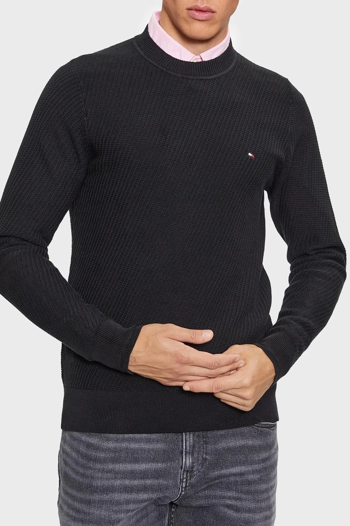 Tommy Hilfiger Organik Pamuklu Regular Fit Bisiklet Yaka Erkek Kazak MW0MW33131 BDS SİYAH - 1