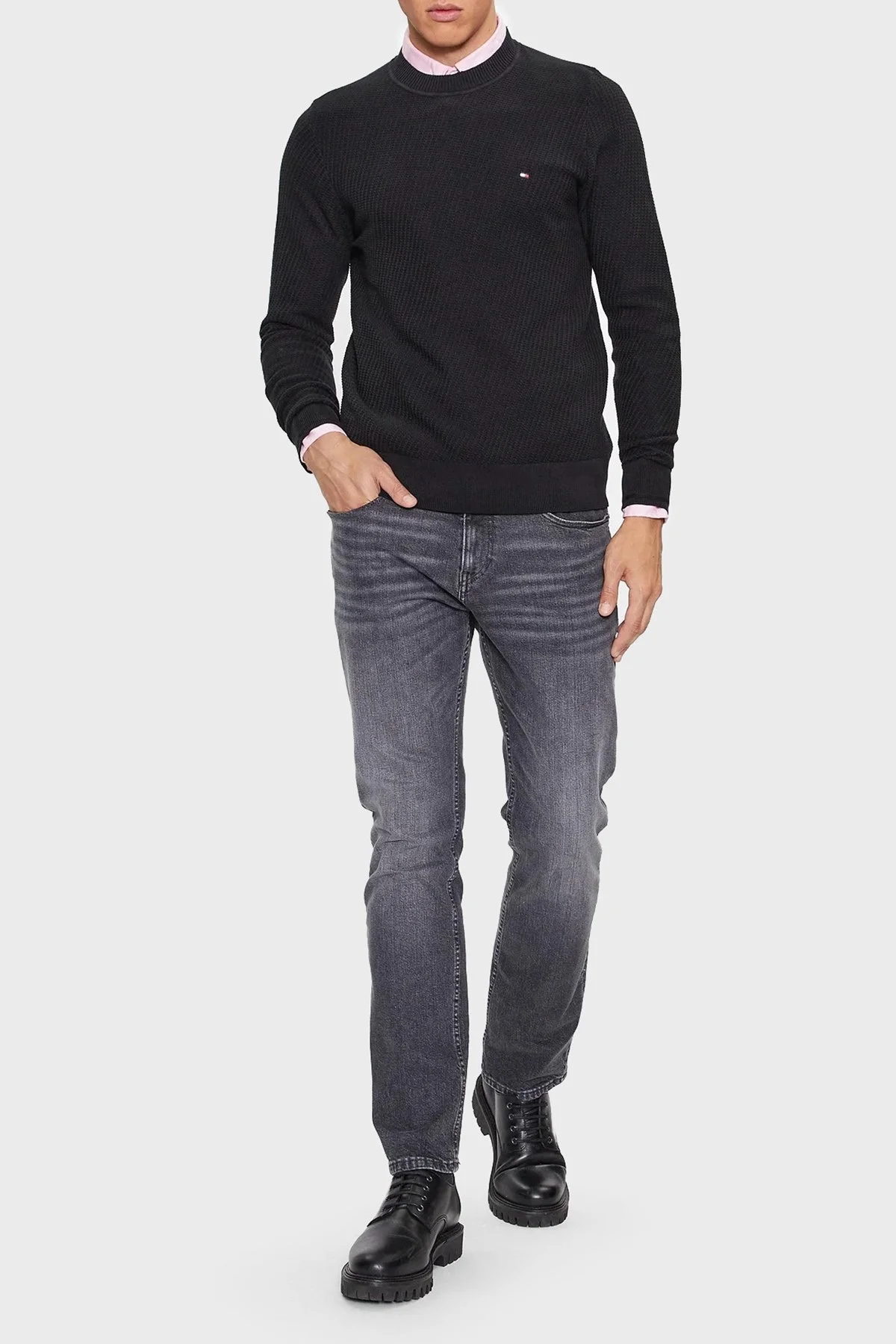 Tommy Hilfiger Organik Pamuklu Regular Fit Bisiklet Yaka Erkek Kazak MW0MW33131 BDS SİYAH - 2