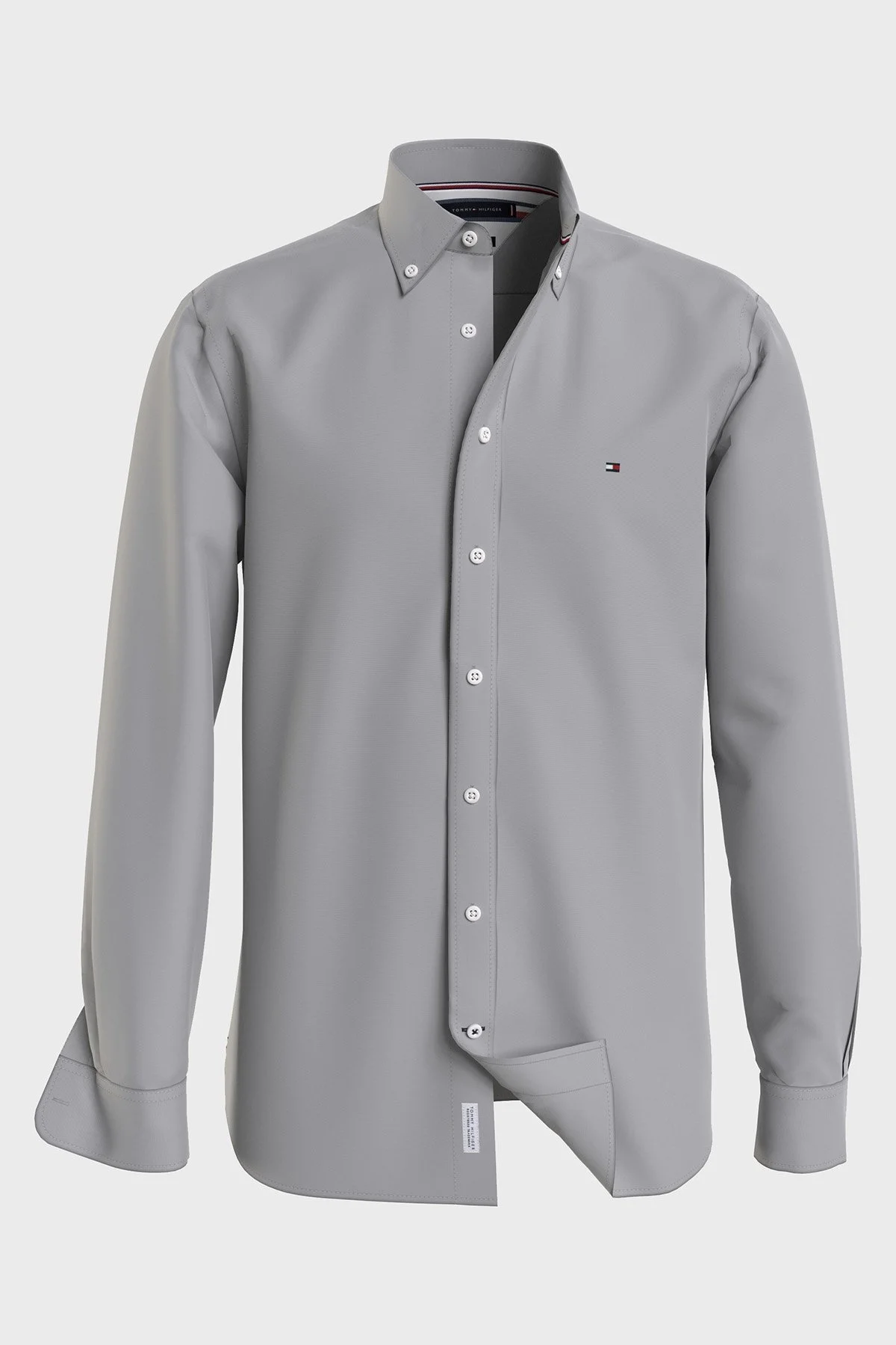 Tommy Hilfiger Organik Pamuklu Regular Fit Erkek Gömlek MW0MW29968 0IM GRİ - 1