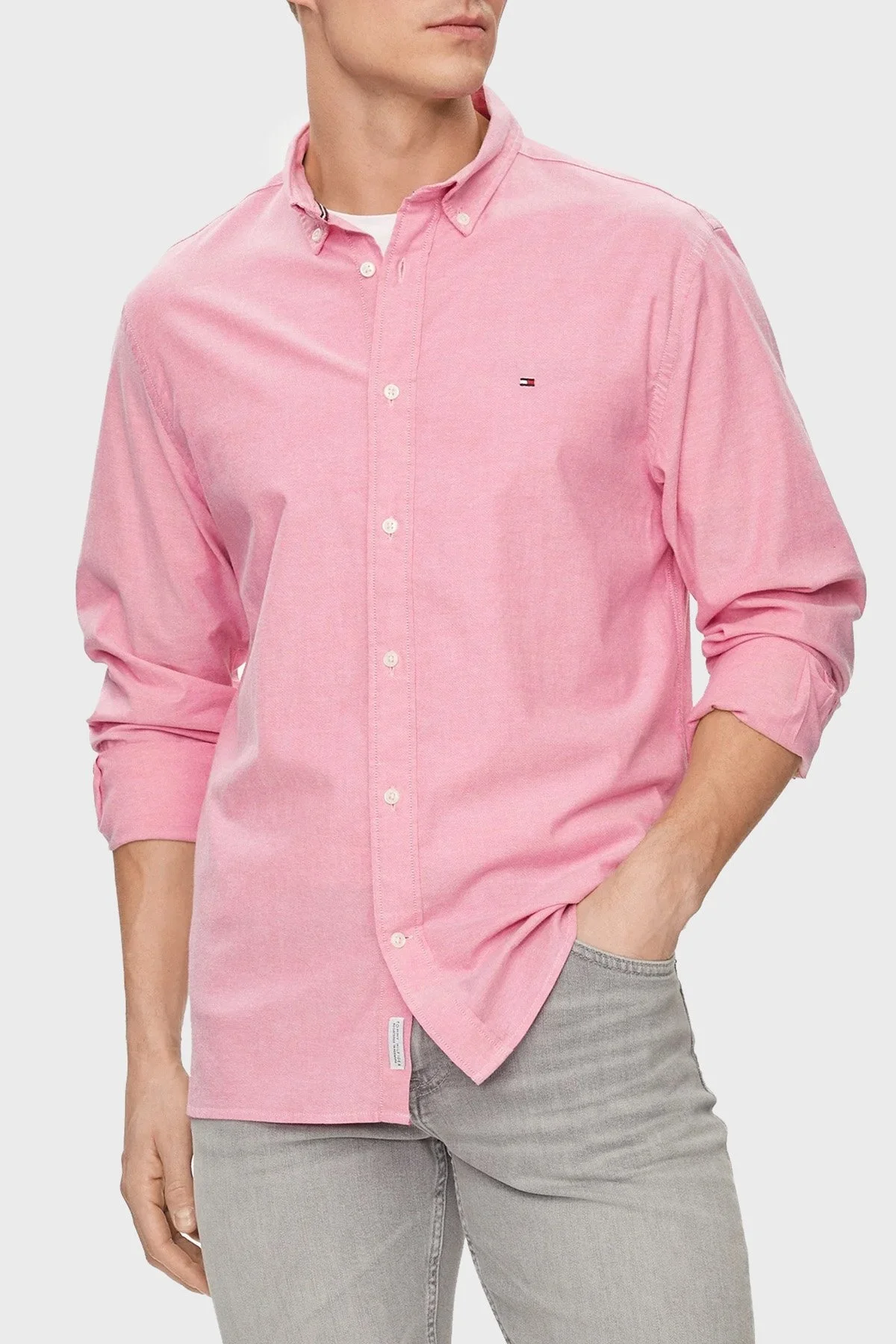 Tommy Hilfiger Organik Pamuklu Regular Fit Erkek Gömlek MW0MW29968 TPZ PEMBE - 6