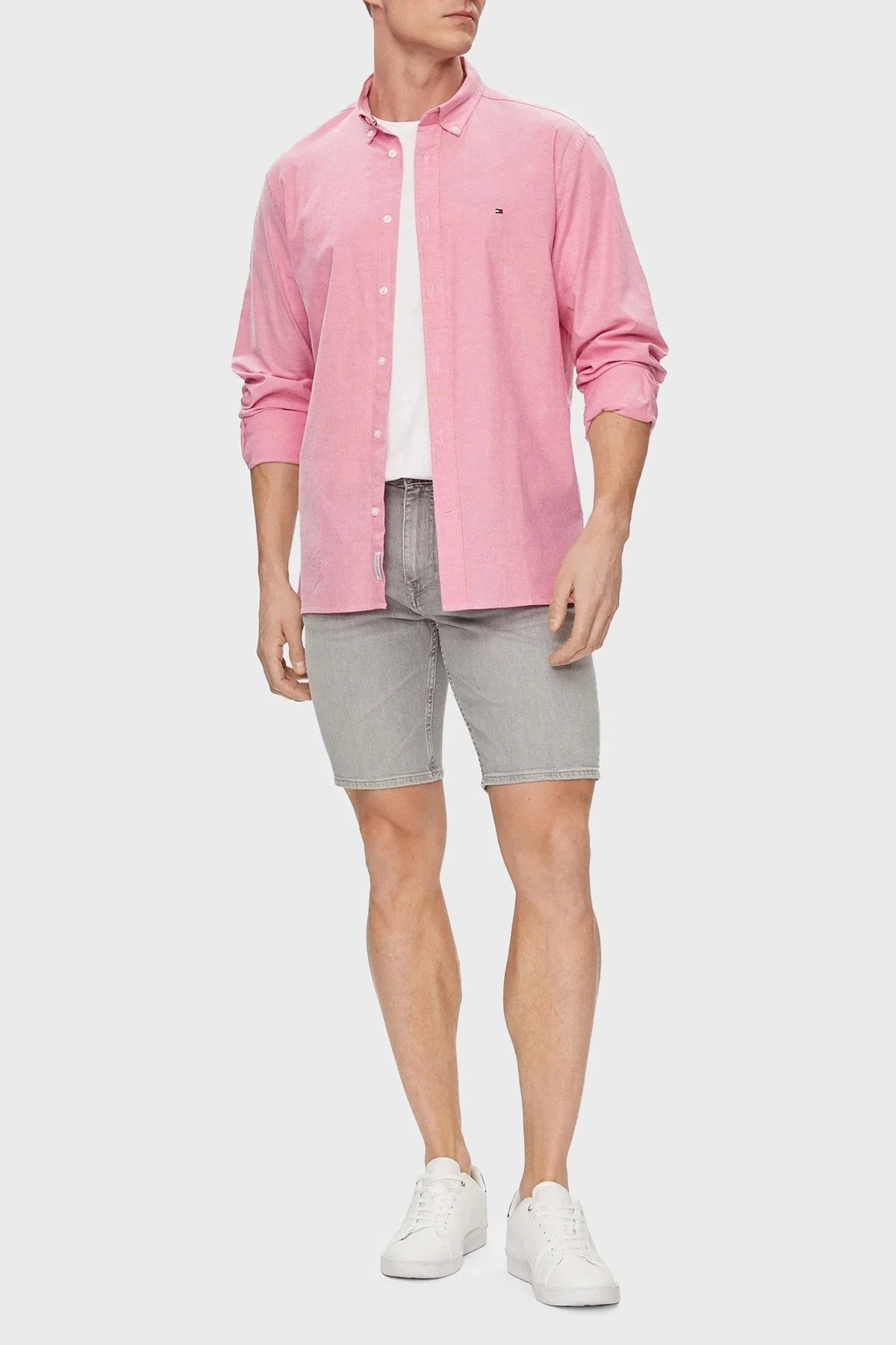 Tommy Hilfiger Organik Pamuklu Regular Fit Erkek Gömlek MW0MW29968 TPZ PEMBE - 7