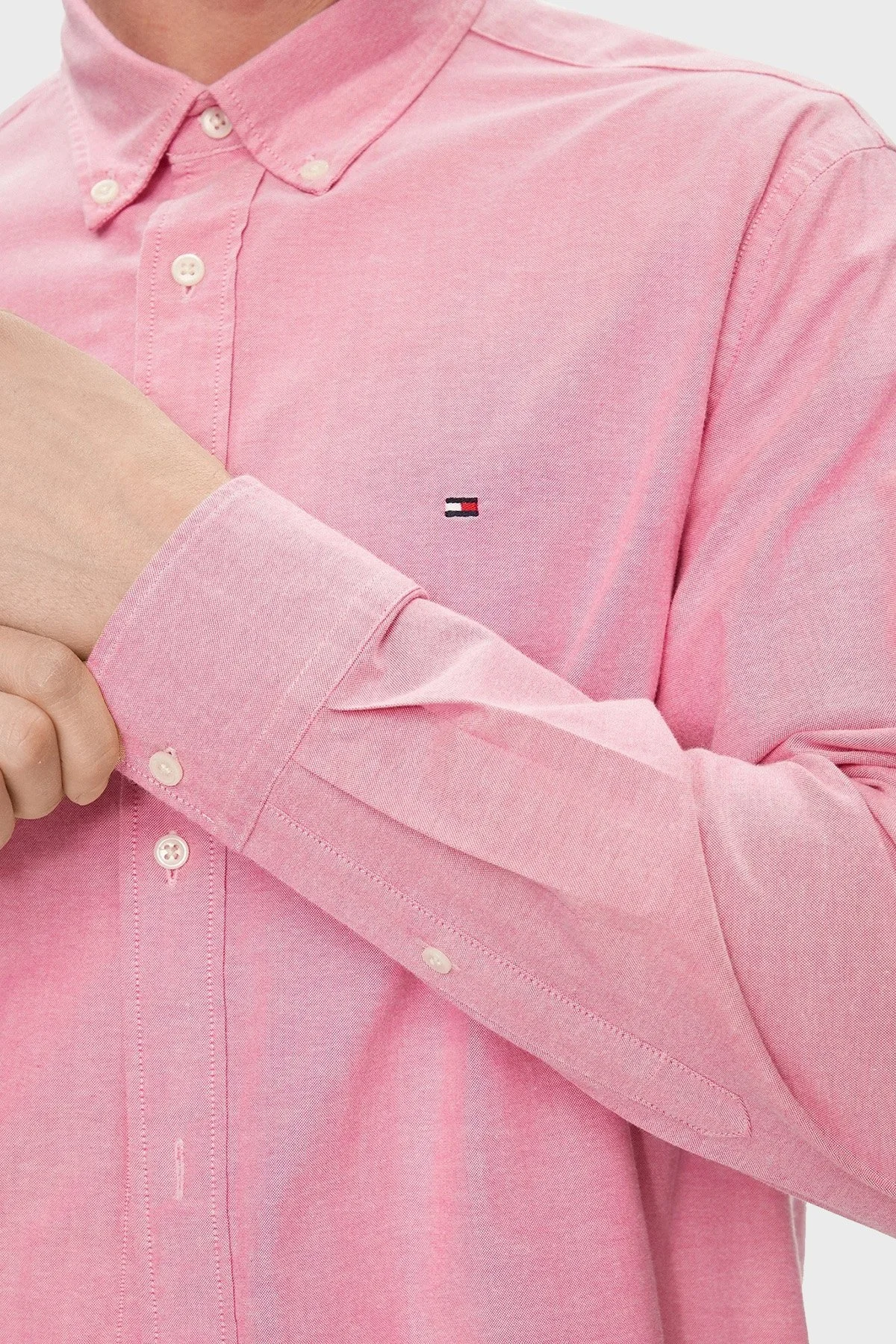 Tommy Hilfiger Organik Pamuklu Regular Fit Erkek Gömlek MW0MW29968 TPZ PEMBE - 10