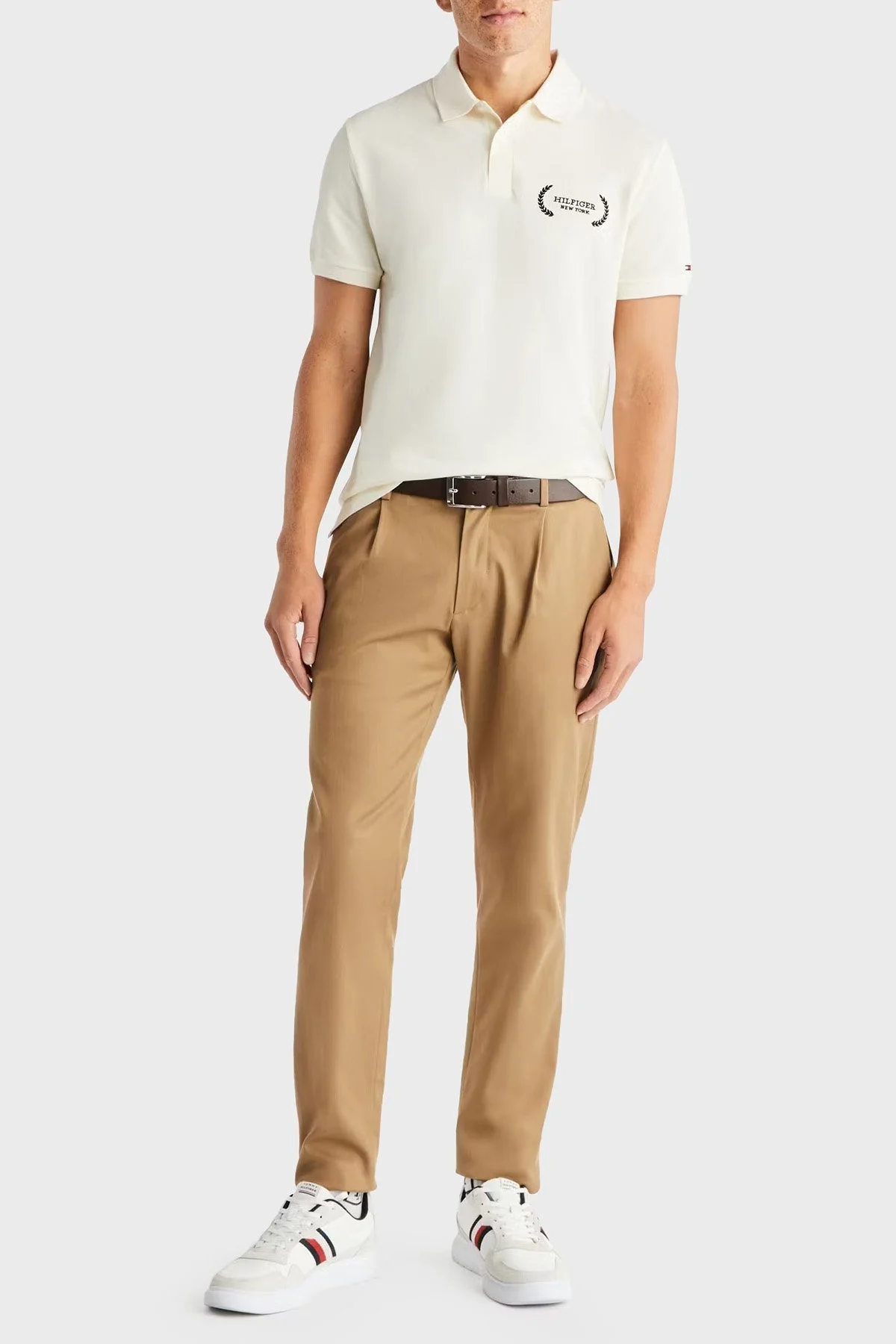 Tommy Hilfiger Organik Pamuklu Regular Fit Erkek Polo Yaka T Shirt MW0MW33582 AEF BEJ - 2