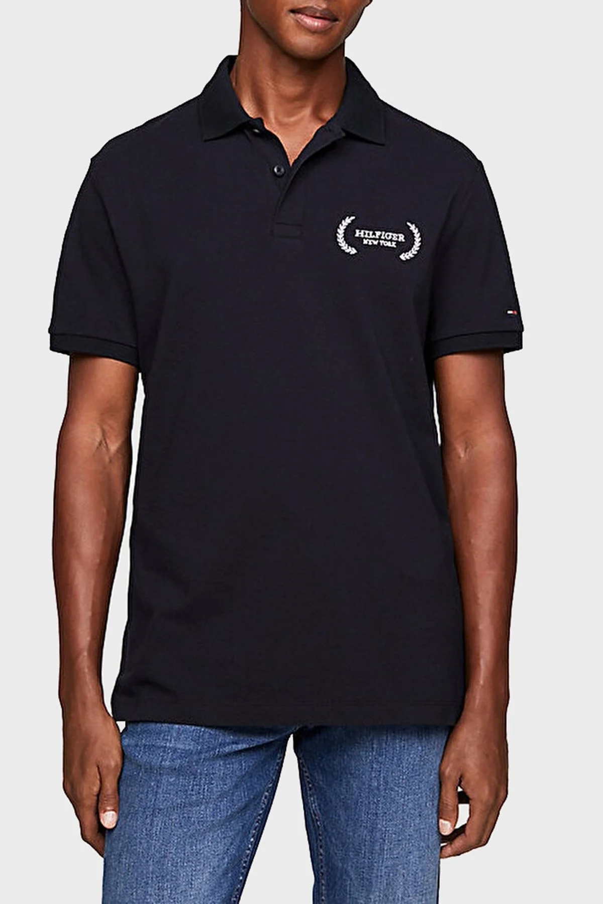 Tommy Hilfiger Organik Pamuklu Regular Fit Erkek Polo Yaka T Shirt MW0MW33582 DW5 LACİVERT - 1