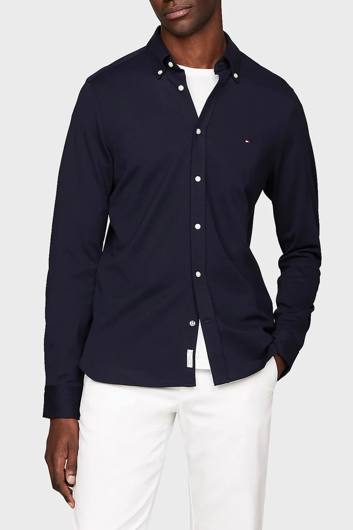 Tommy Hilfiger Organik Pamuklu Slim Fit Erkek Gömlek MW0MW30675 DW5 LACİVERT - 1