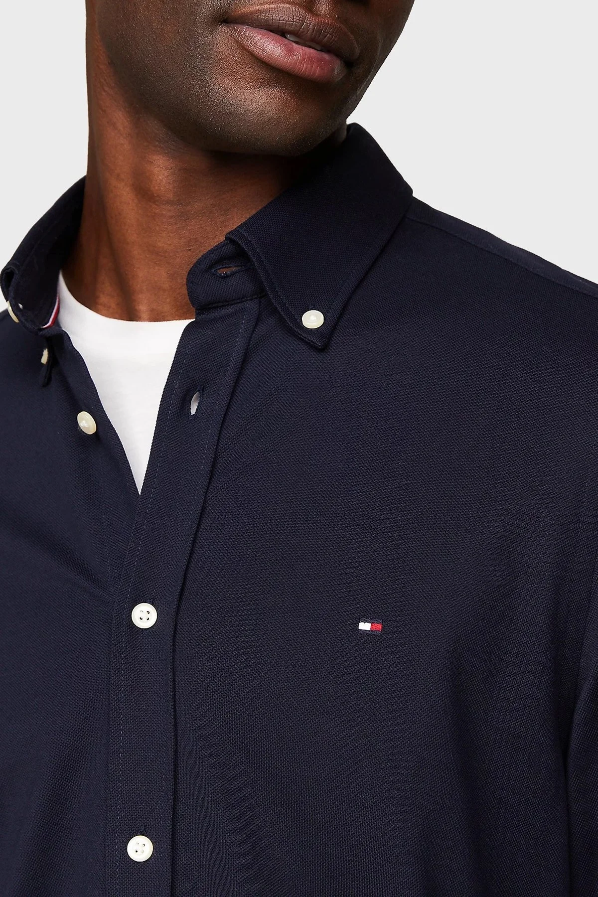 Tommy Hilfiger Organik Pamuklu Slim Fit Erkek Gömlek MW0MW30675 DW5 LACİVERT - 4