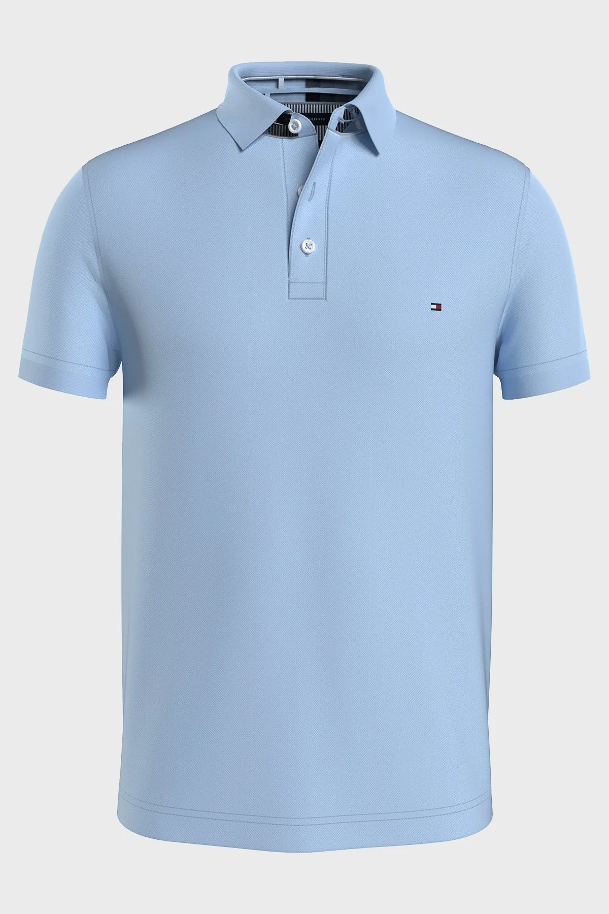 Tommy Hilfiger Organik Pamuklu Slim Fit Erkek Polo Yaka T Shirt MW0MW17771 C1R AÇIK MAVİ - 1