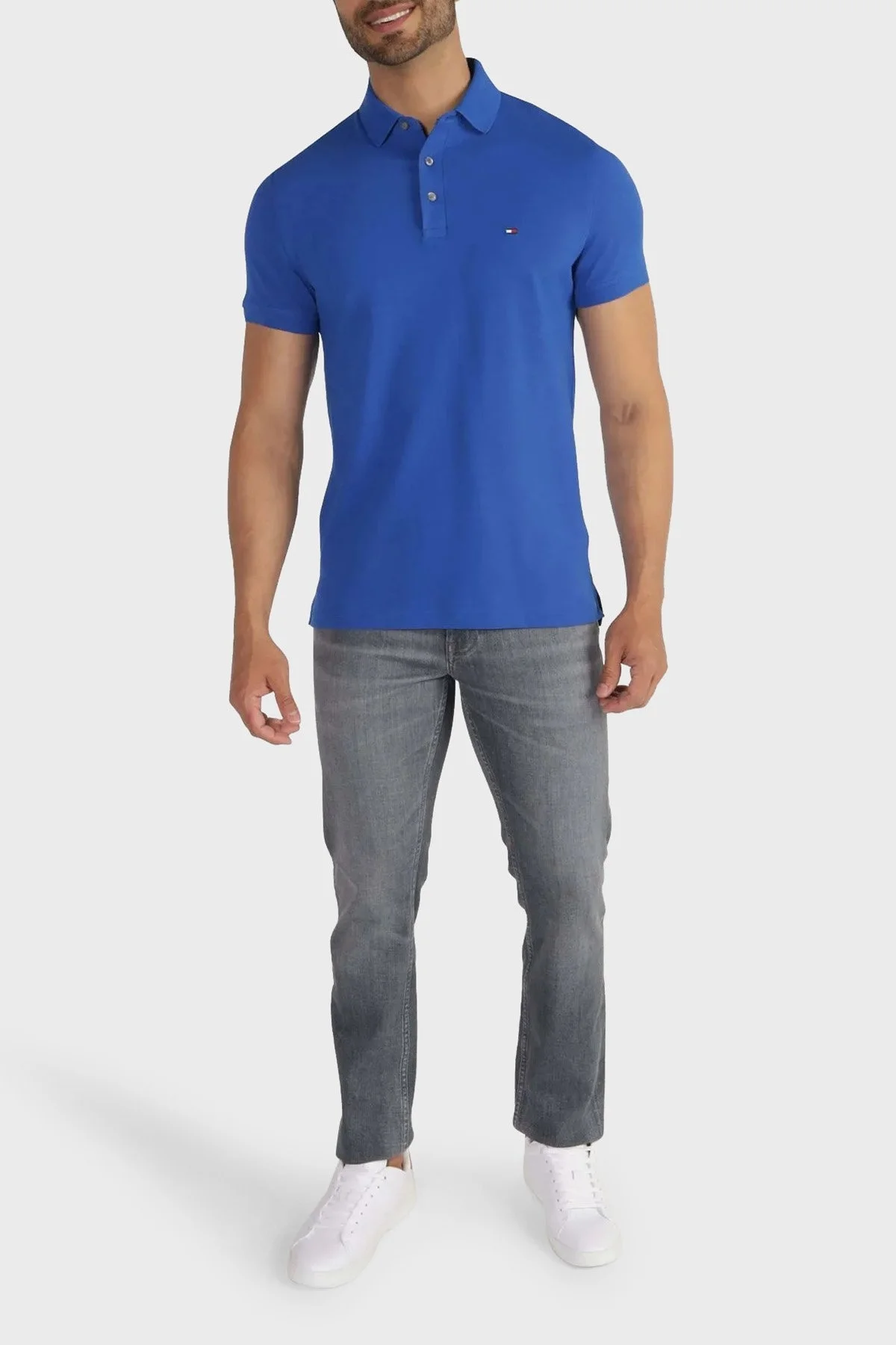 Tommy Hilfiger Organik Pamuklu Slim Fit Erkek Polo Yaka T Shirt MW0MW17771 C66 MAVİ - 2
