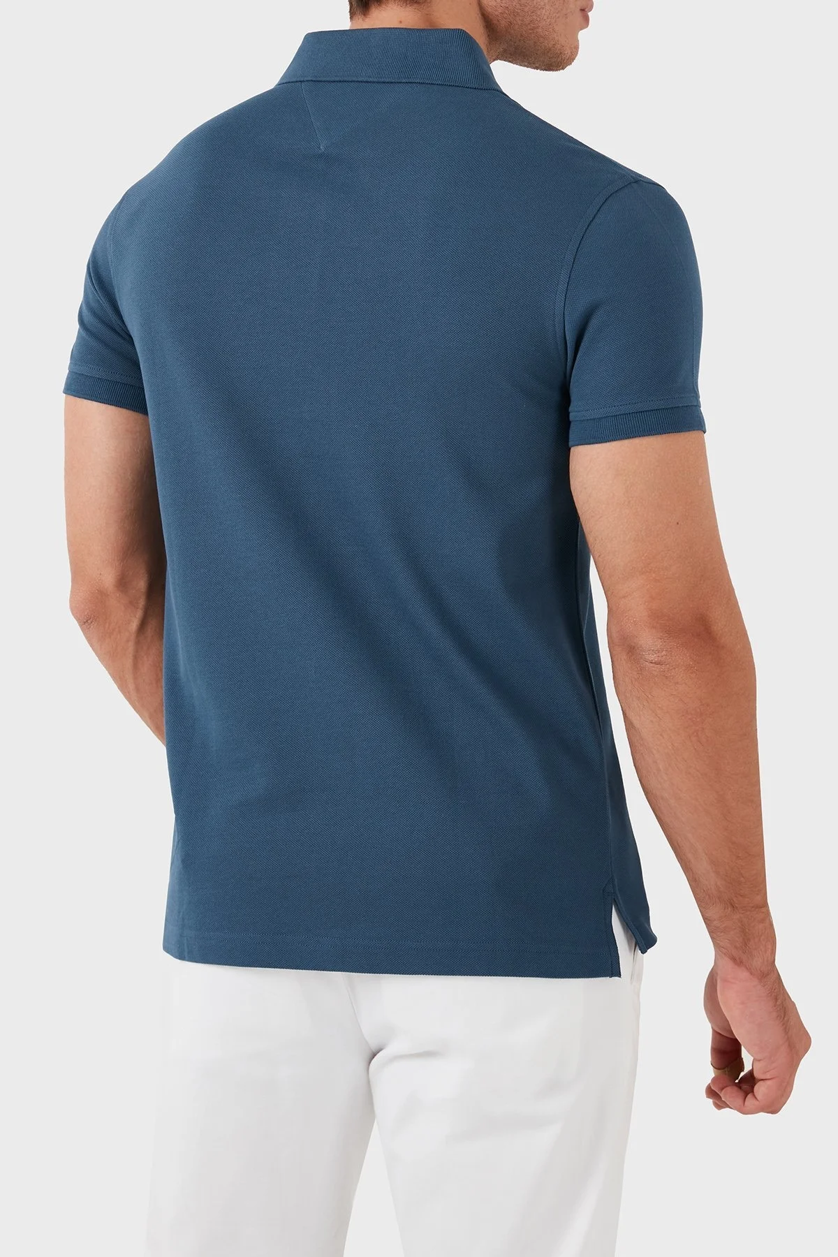 Tommy Hilfiger Organik Pamuklu Slim Fit Erkek Polo Yaka T Shirt MW0MW17771 DBZ MAVİ - 5