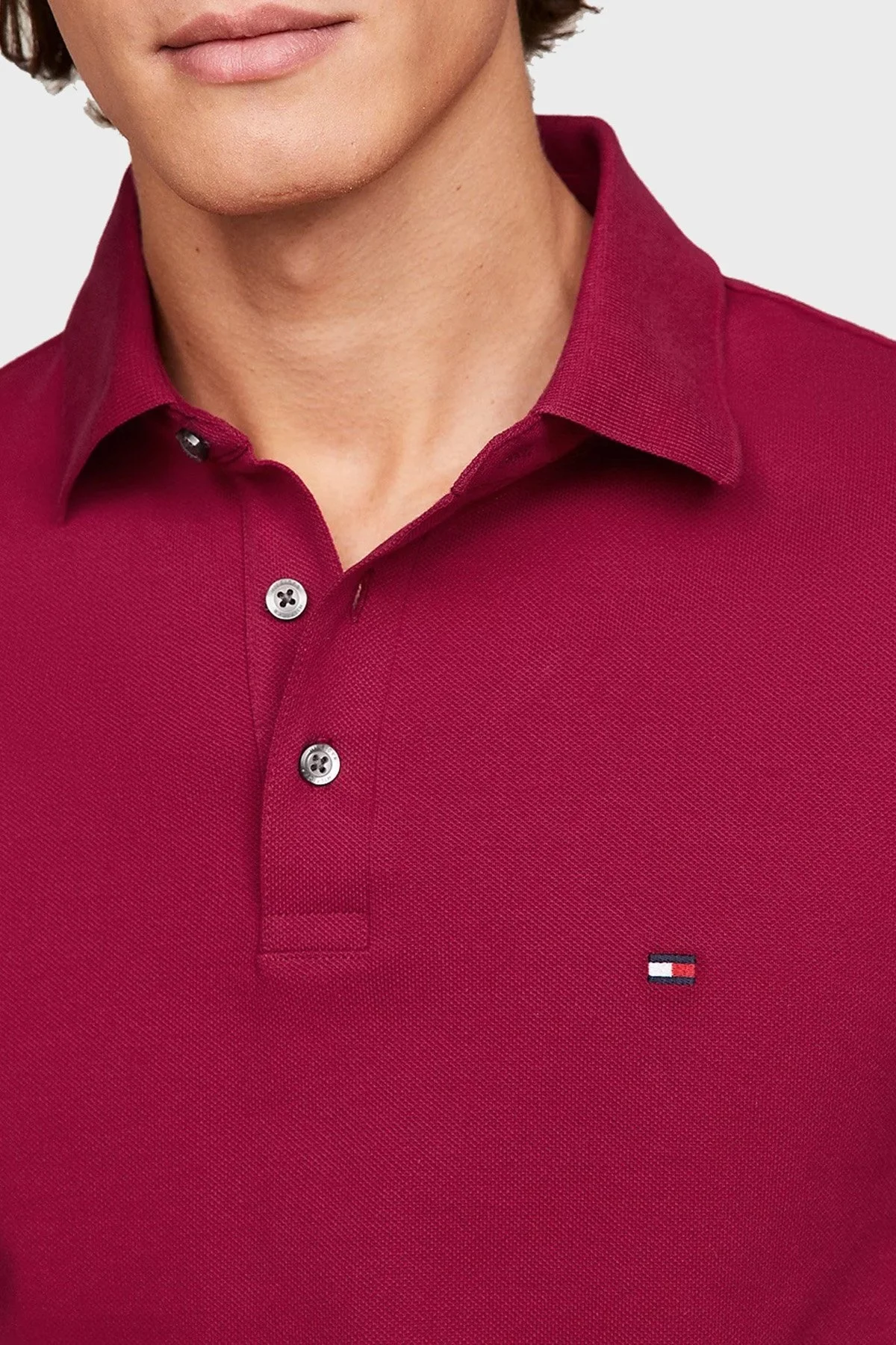 Tommy Hilfiger Organik Pamuklu Slim Fit Erkek Polo Yaka T Shirt MW0MW17771 XJV KIRMIZI - 4