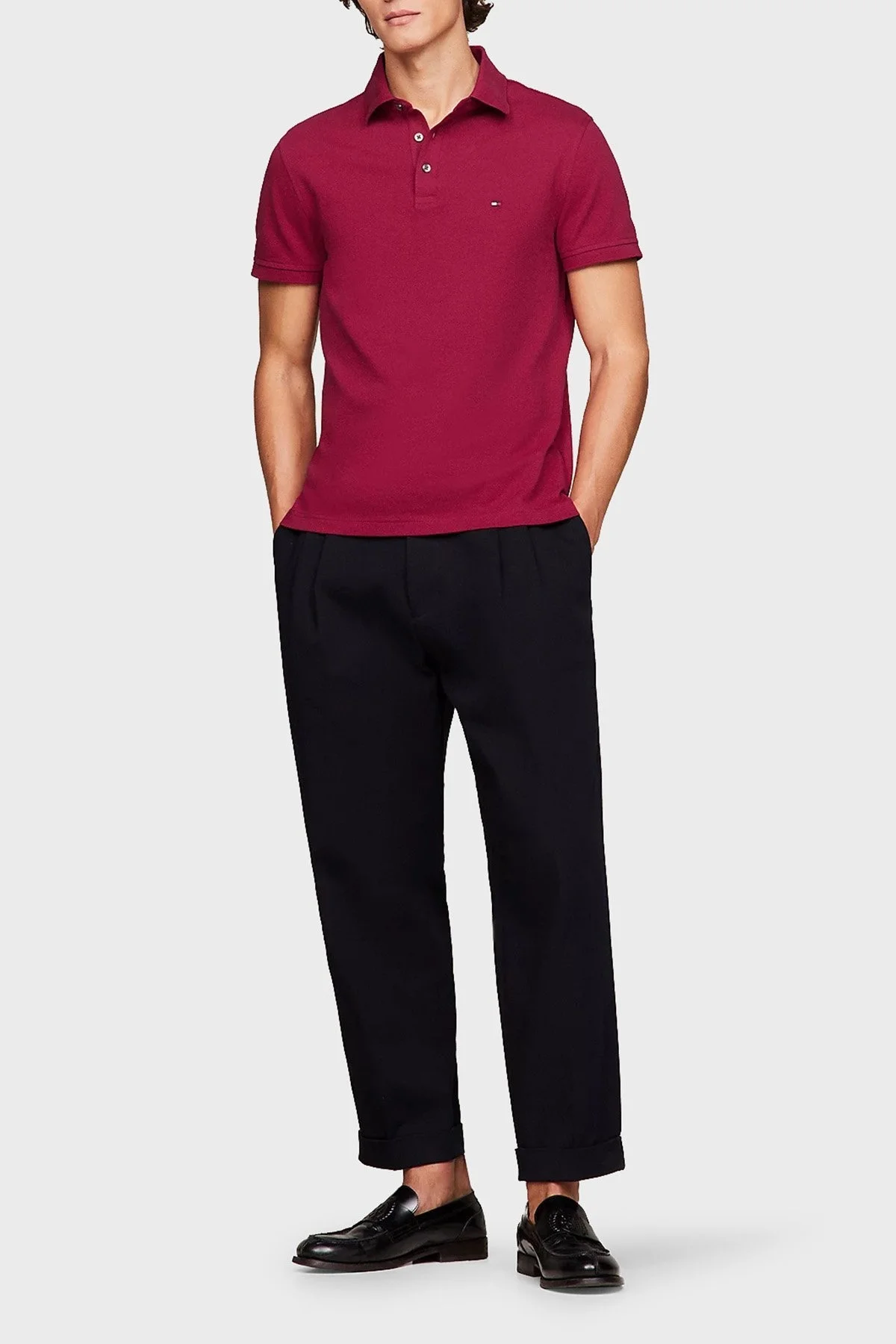 Tommy Hilfiger Organik Pamuklu Slim Fit Erkek Polo Yaka T Shirt MW0MW17771 XJV KIRMIZI - 7