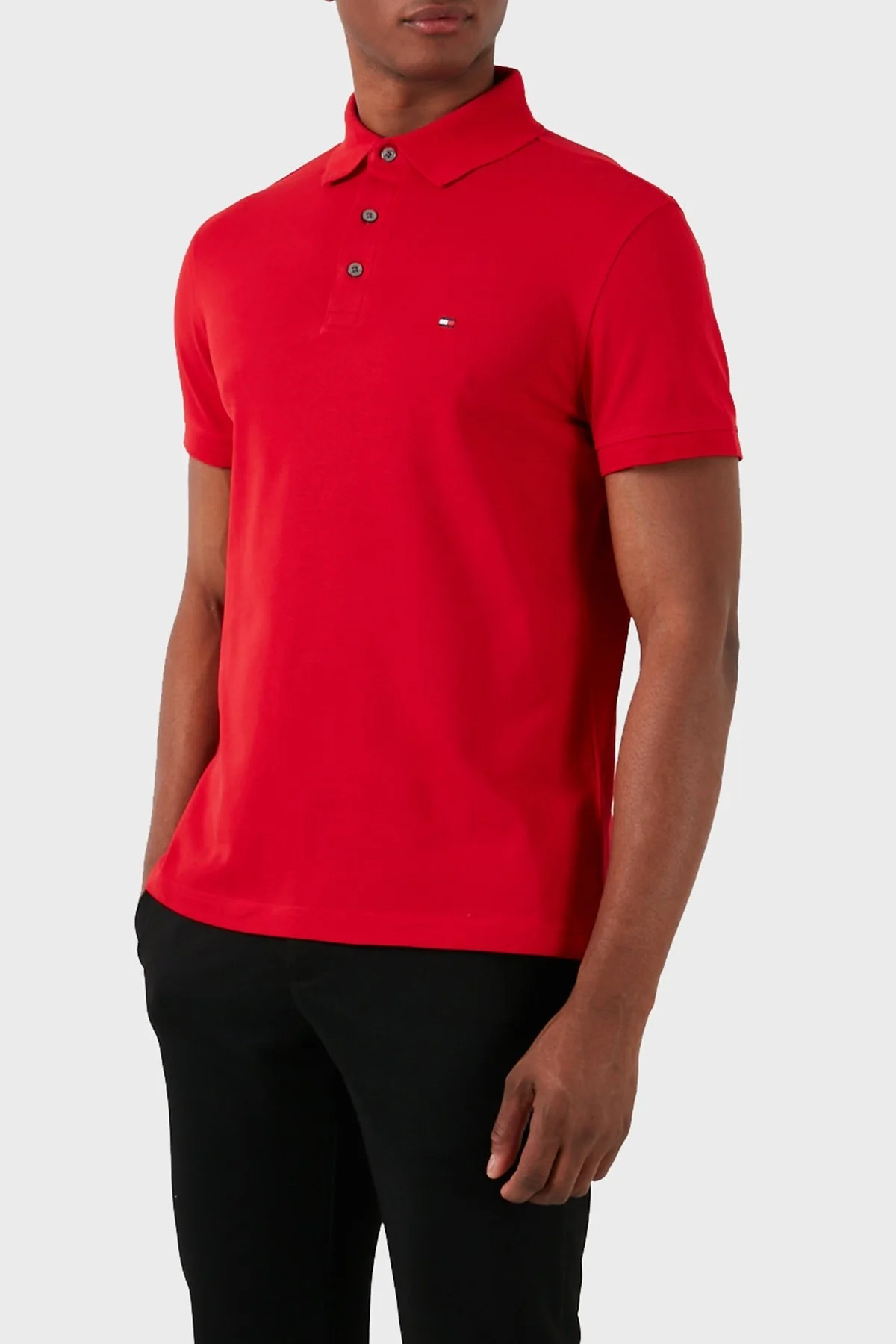 Tommy Hilfiger Organik Pamuklu Slim Fit Erkek Polo Yaka T Shirt MW0MW17771 XLG KIRMIZI - 1