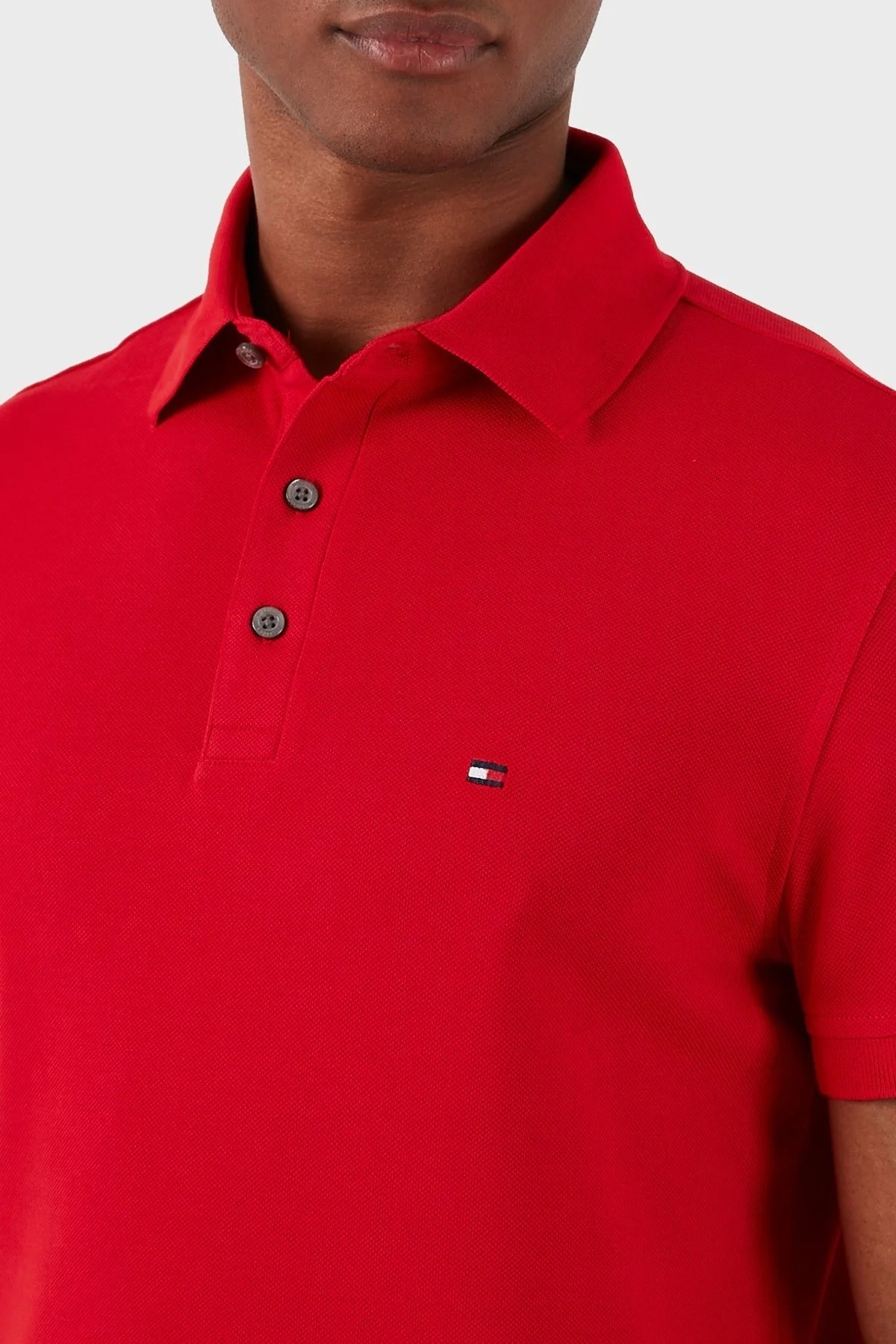 Tommy Hilfiger Organik Pamuklu Slim Fit Erkek Polo Yaka T Shirt MW0MW17771 XLG KIRMIZI - 4