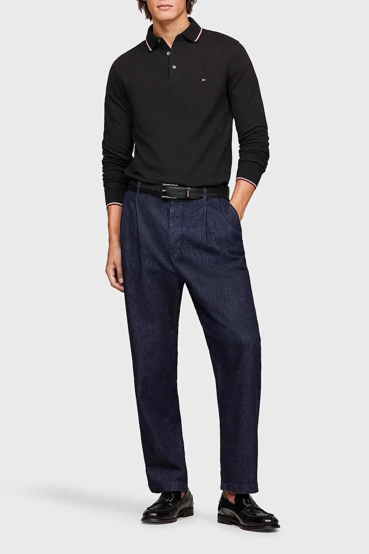 Tommy Hilfiger Organik Pamuklu Uzun Kollu Slim Fit Erkek Polo Yaka T Shirt MW0MW29543 BDS SİYAH - 2