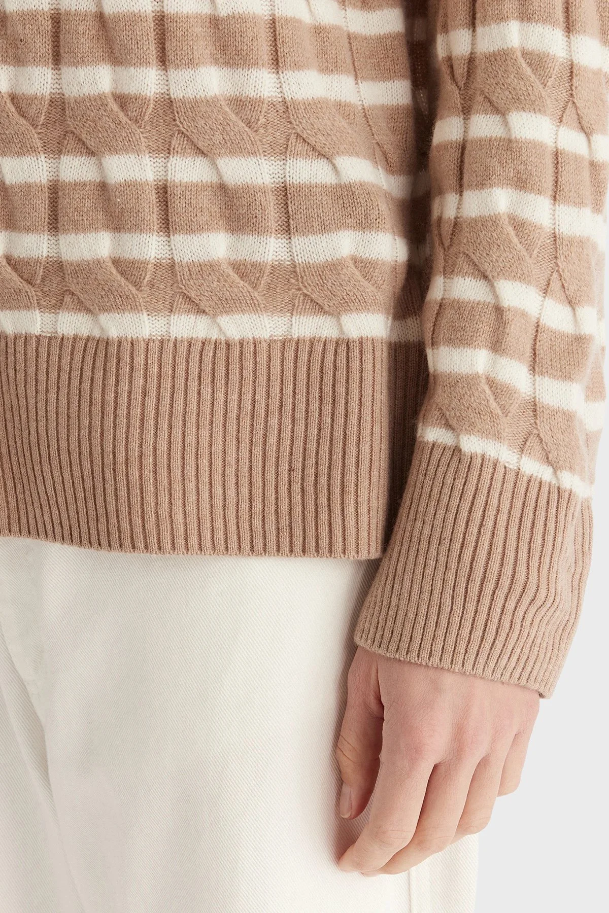 Tommy Hilfiger Örgülü Yünlü Relaxed Fit Balıkçı Yaka Bayan Kazak WW0WW46791 0AJ BEJ - 5