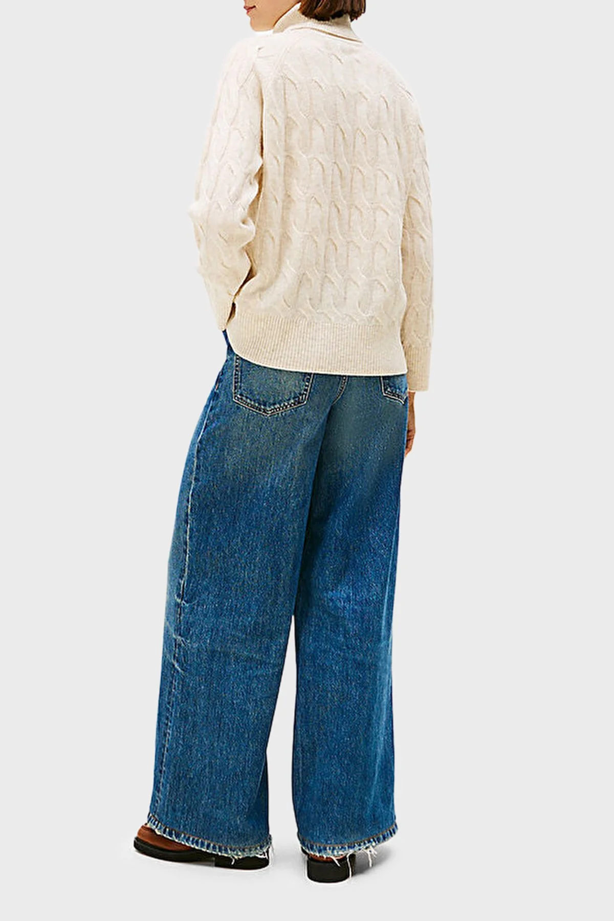 Tommy Hilfiger Örgülü Yünlü Relaxed Fit Balıkçı Yaka Bayan Kazak WW0WW46791 ADK BEJ - 3