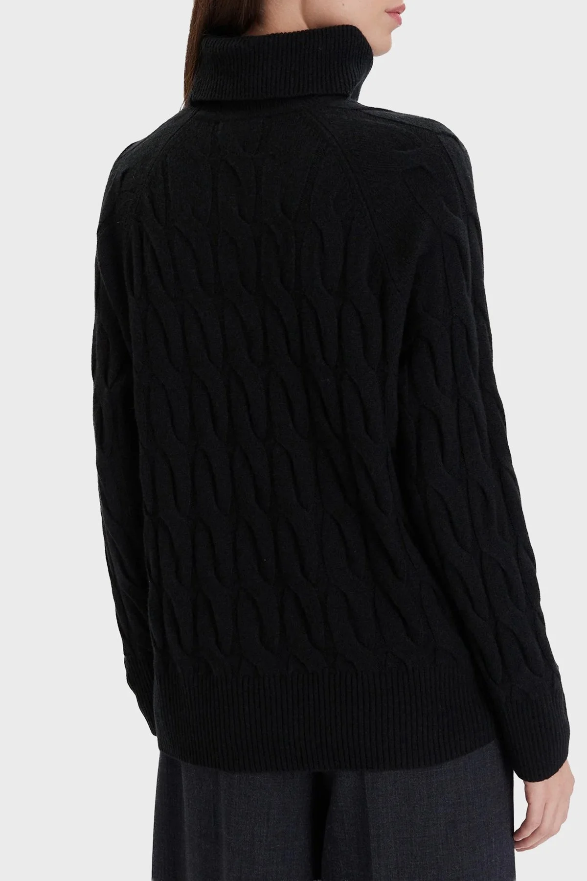 Tommy Hilfiger Örgülü Yünlü Relaxed Fit Balıkçı Yaka Bayan Kazak WW0WW46791 BDS SİYAH - 3