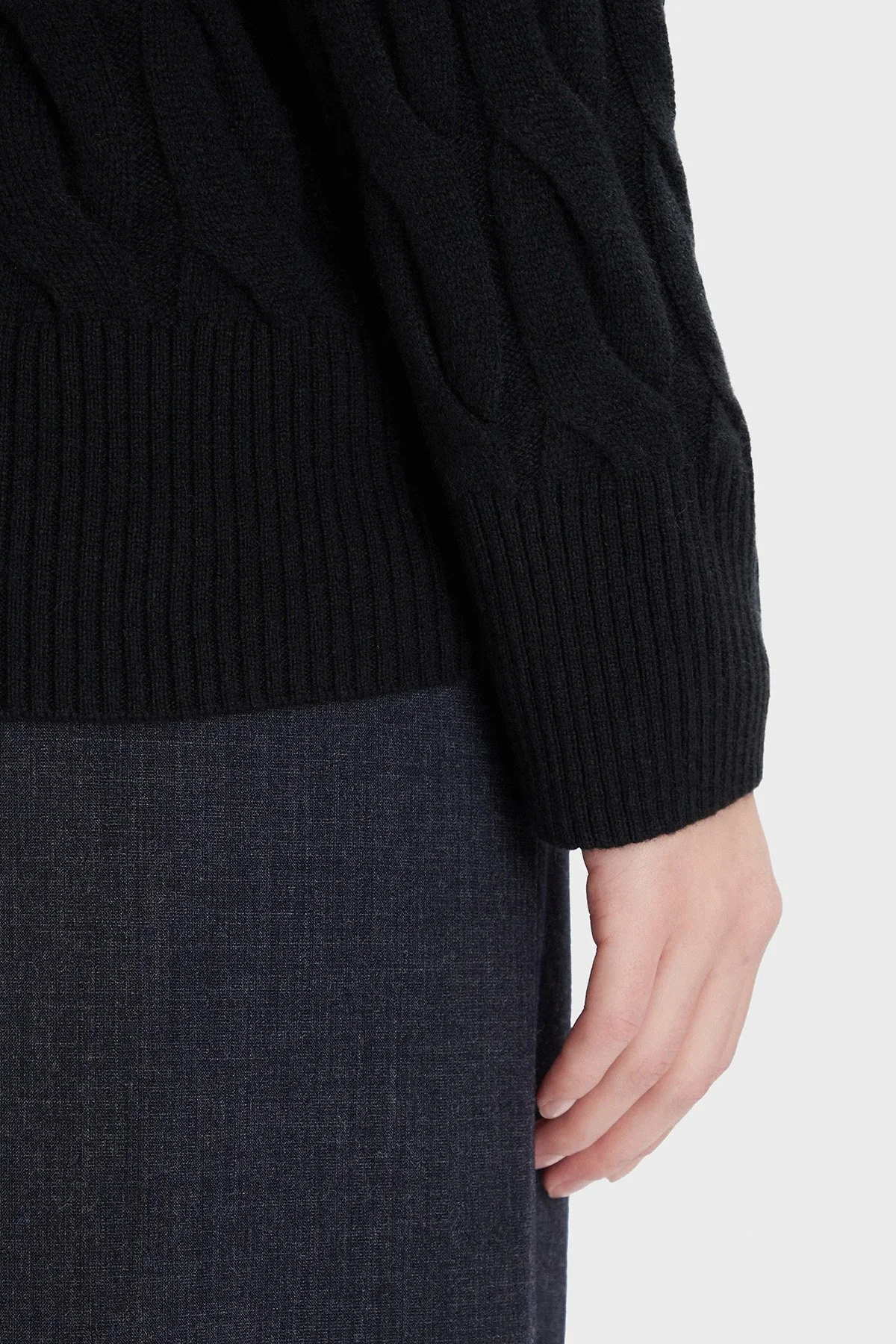 Tommy Hilfiger Örgülü Yünlü Relaxed Fit Balıkçı Yaka Bayan Kazak WW0WW46791 BDS SİYAH - 5