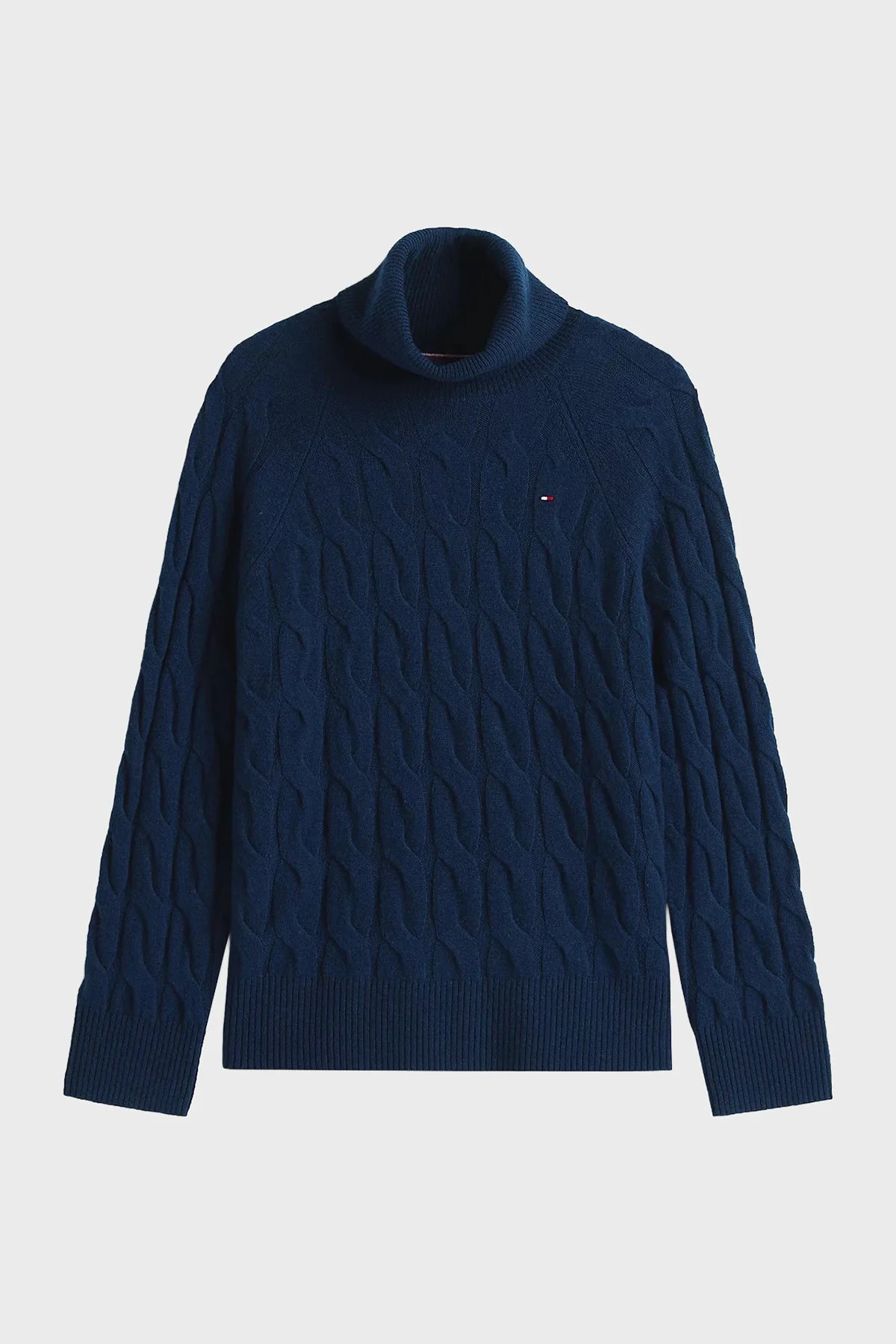 Tommy Hilfiger Örgülü Yünlü Relaxed Fit Balıkçı Yaka Bayan Kazak WW0WW46791 C1G LACİVERT - 5