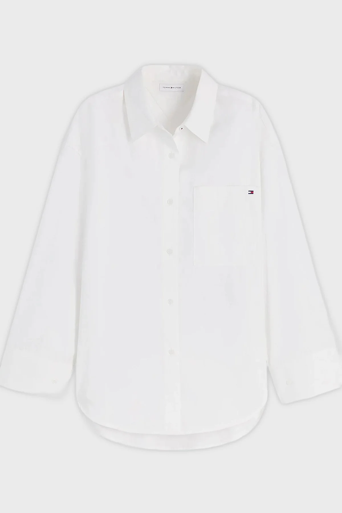 Tommy Hilfiger Oversize % 100 Pamuk Uzun Kollu Kadın Gömlek WW0WW51129 YCF Beyaz - 5