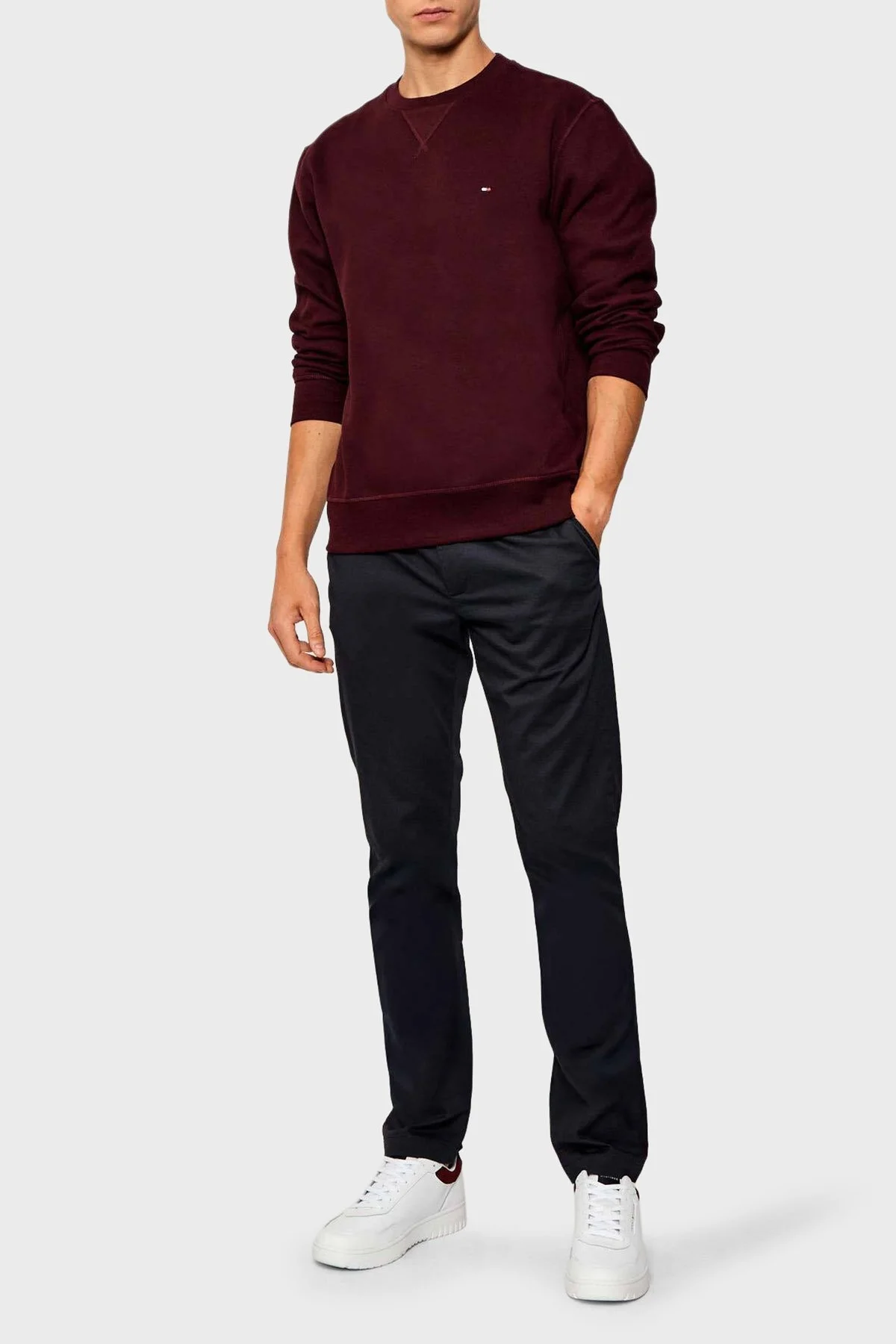 Tommy Hilfiger Pamuk Karışımlı Regular Fit Bisiklet Yaka Erkek Sweat MW0MW40000 XIH BORDO - 2