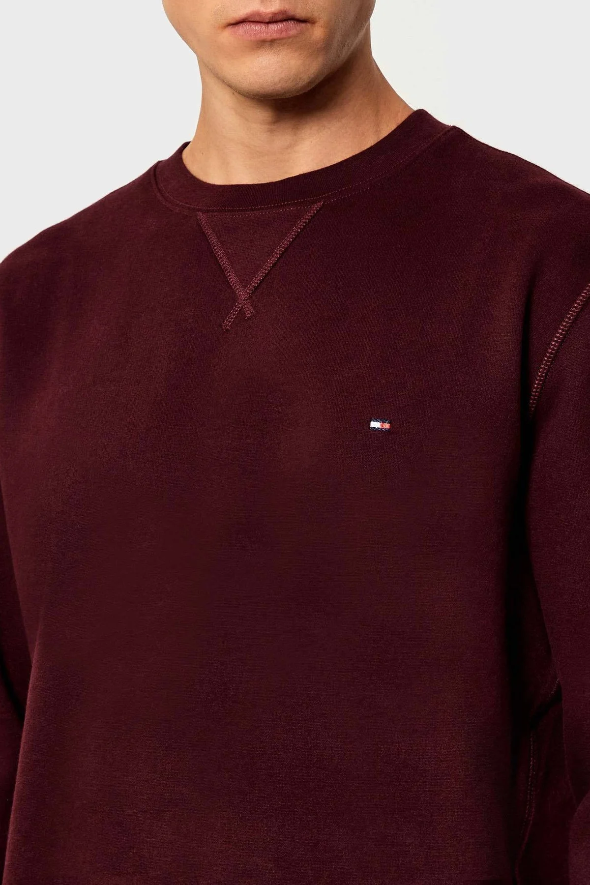 Tommy Hilfiger Pamuk Karışımlı Regular Fit Bisiklet Yaka Erkek Sweat MW0MW40000 XIH BORDO - 4