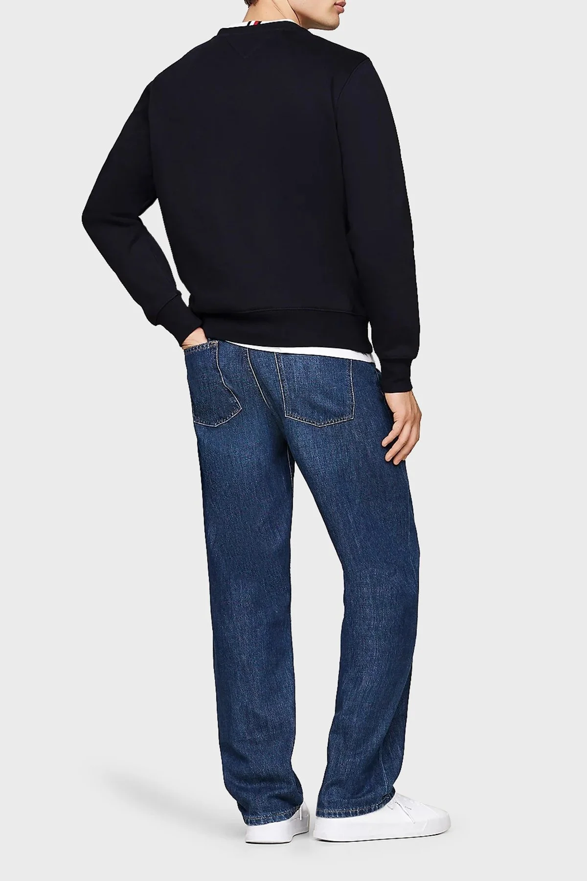 Tommy Hilfiger Pamuk Karışımlı Regular Fit Bisiklet Yaka Logolu Erkek Sweat MW0MW35541 DW5 LACİVERT - 2