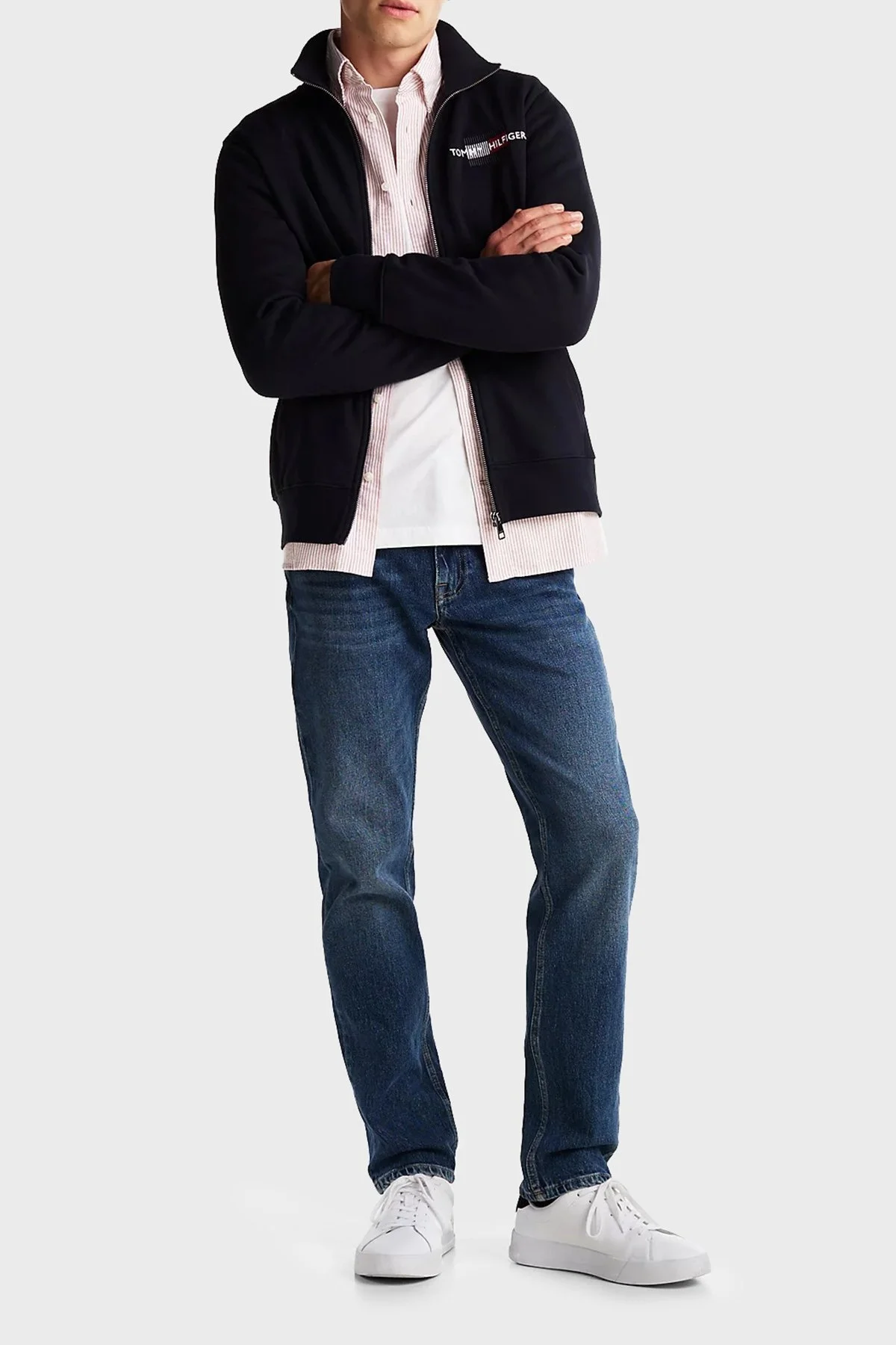 Tommy Hilfiger Pamuk Karışımlı Regular Fit Dik Yaka Fermuarlı Erkek Sweat MW0MW35539 DW5 LACİVERT - 3