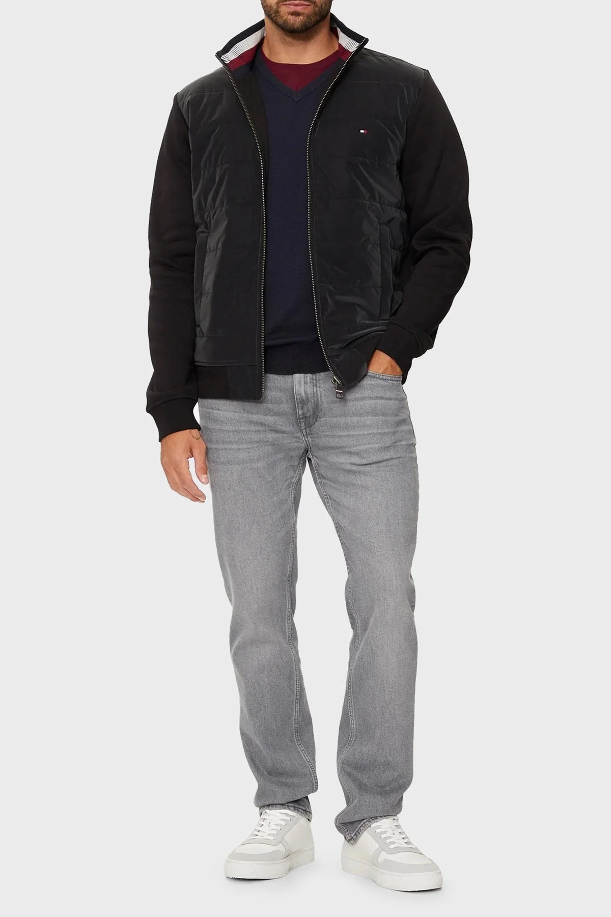 Tommy Hilfiger Pamuk Karışımlı Regular Fit Dik Yaka Fermuarlı Erkek Sweat MW0MW35543 BDS SİYAH - 3