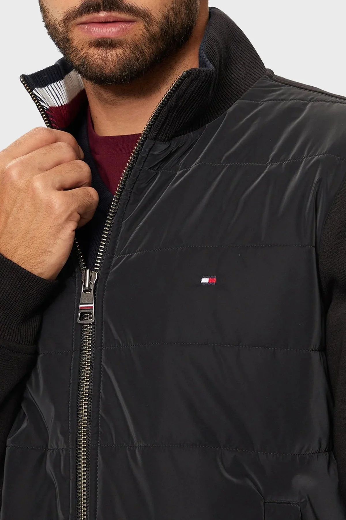 Tommy Hilfiger Pamuk Karışımlı Regular Fit Dik Yaka Fermuarlı Erkek Sweat MW0MW35543 BDS SİYAH - 4