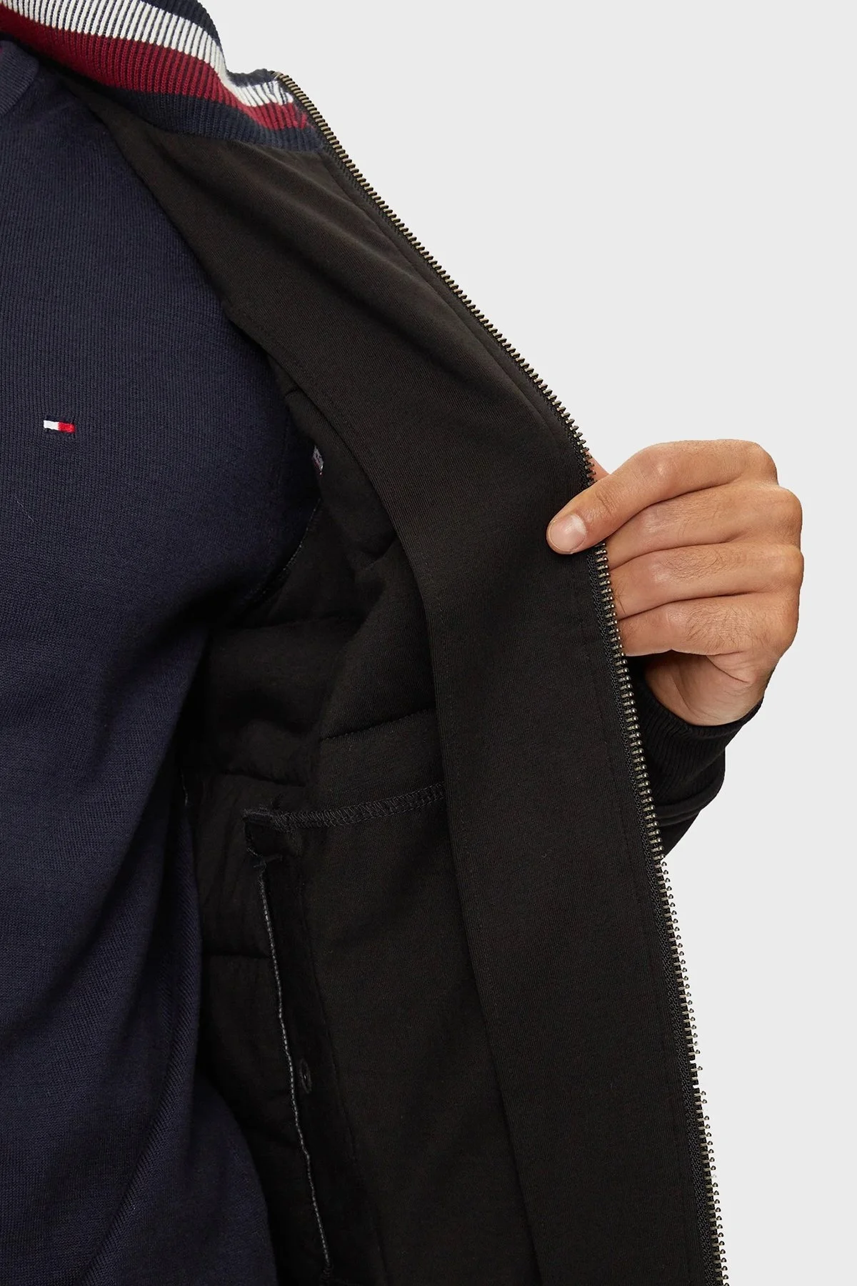 Tommy Hilfiger Pamuk Karışımlı Regular Fit Dik Yaka Fermuarlı Erkek Sweat MW0MW35543 BDS SİYAH - 6