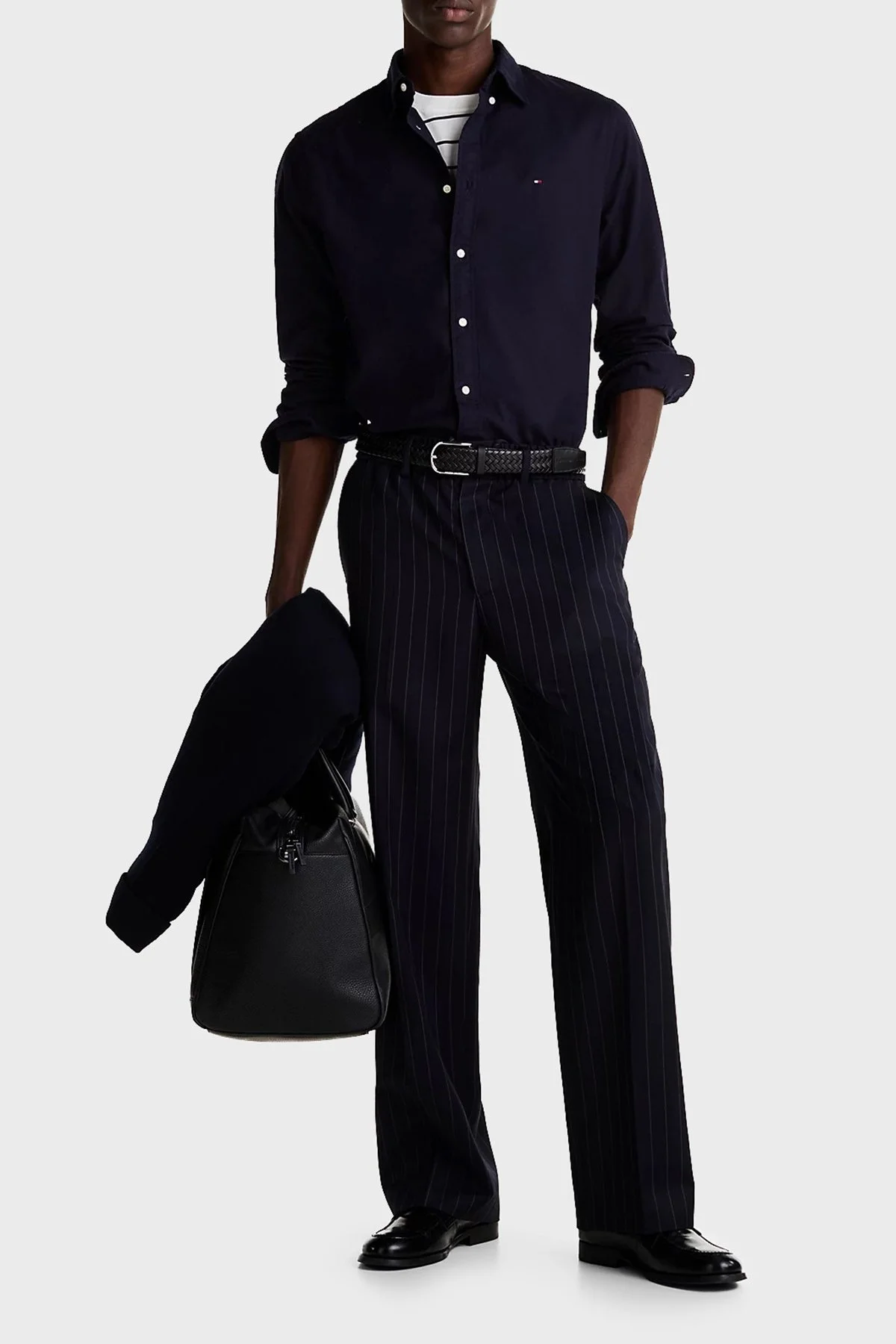 Tommy Hilfiger Pamuk Karışımlı Regular Fit Düğmeli Yaka Erkek Gömlek MW0MW36824 DW5 LACİVERT - 3