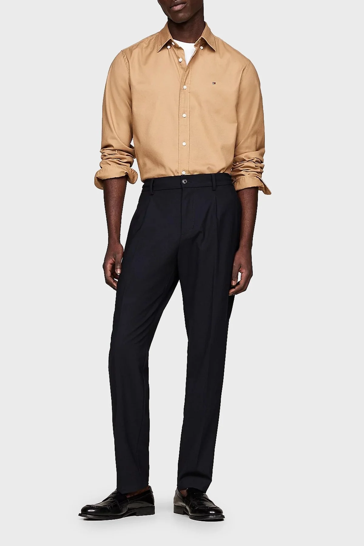 Tommy Hilfiger Pamuk Karışımlı Regular Fit Düğmeli Yaka Erkek Gömlek MW0MW36824 RBC KOYU HAKİ - 3