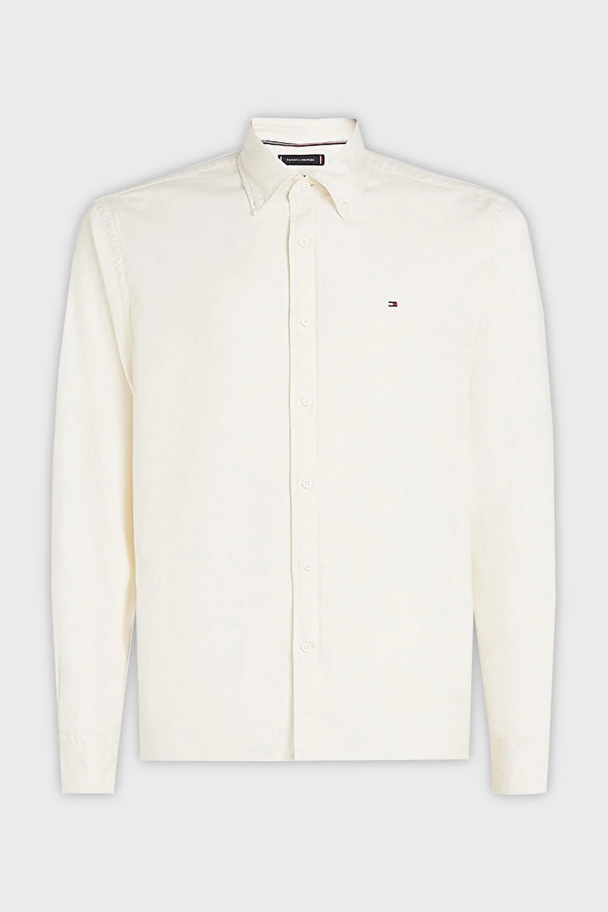 Tommy Hilfiger Pamuk Karışımlı Regular Fit Düğmeli Yaka Erkek Gömlek MW0MW36824 Z00 AÇIK BEJ - 5