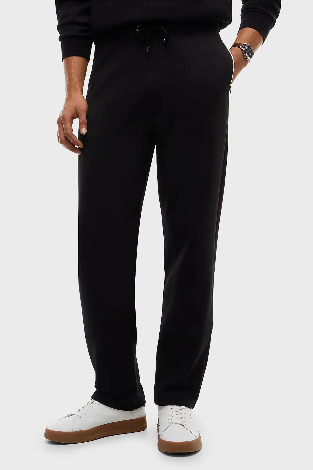 Tommy Hilfiger Pamuk Karışımlı Regular Fit Düz Paça Erkek Eşofman Altı MW0MW44991 BDS Siyah - 1