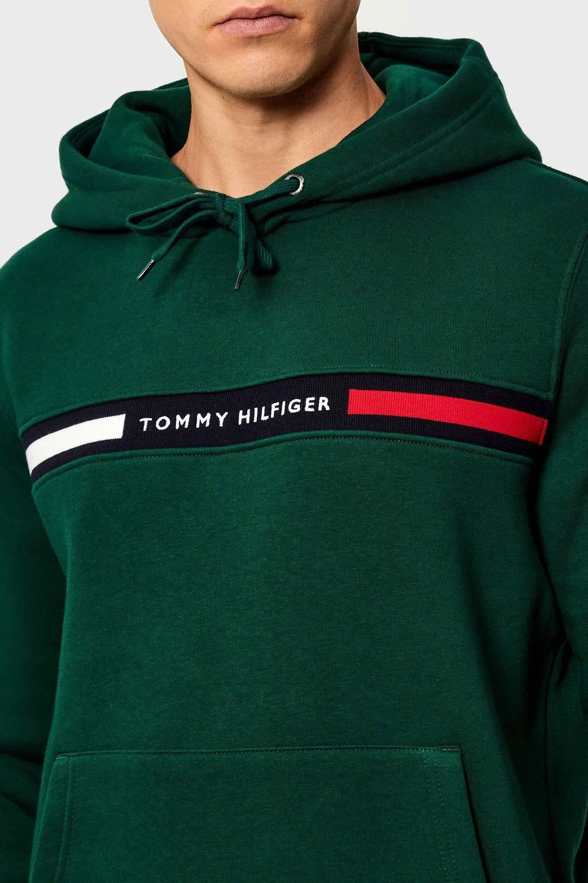 Tommy Hilfiger Pamuk Karışımlı Regular Fit Kanguru Cepli Kapüşonlu Erkek Sweat MW0MW37361 L6K YEŞİL - 4