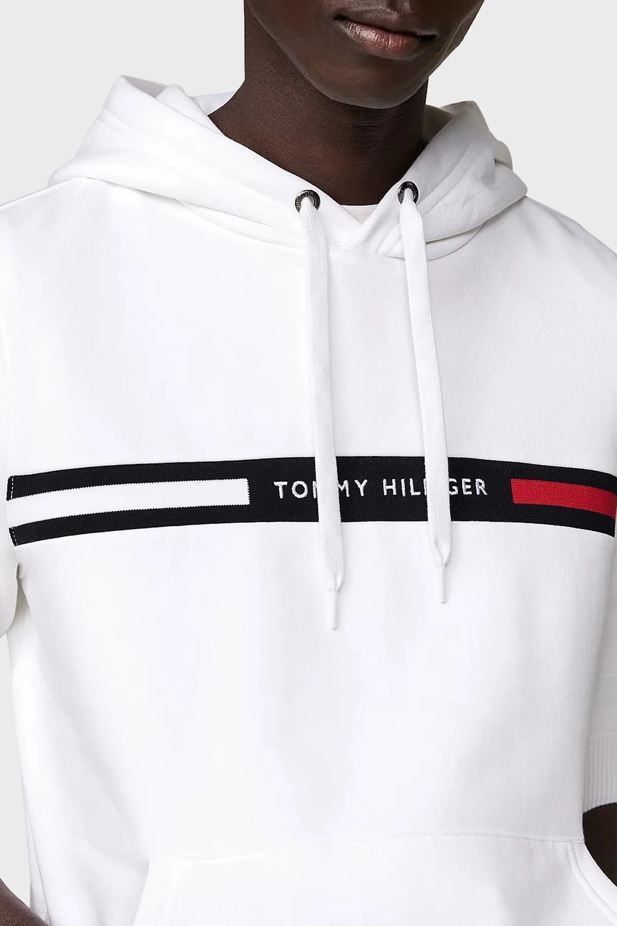 Tommy Hilfiger Pamuk Karışımlı Regular Fit Kanguru Cepli Kapüşonlu Erkek Sweat MW0MW37361 YBR BEYAZ - 4