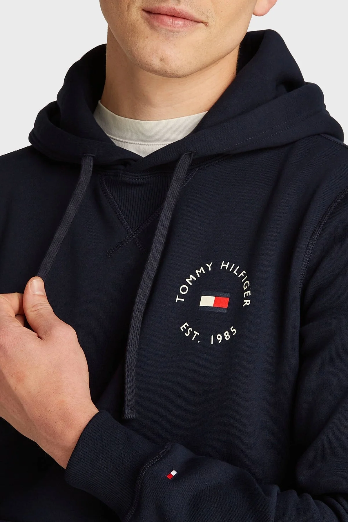 Tommy Hilfiger Pamuk Karışımlı Regular Fit Kapüşonlu Yaka Kanguru Cepli Erkek Sweat MW0MW35531 DW5 LACİVERT - 6