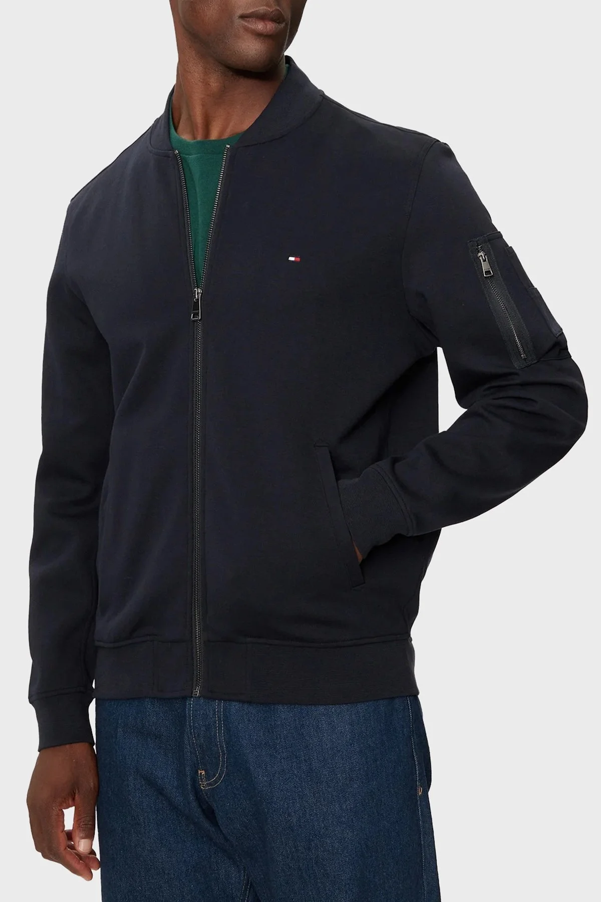 Tommy Hilfiger Pamuk Karışımlı Regular Fit Kolej Yaka Fermuarlı Erkek Sweat MW0MW37357 DW5 LACİVERT - 6