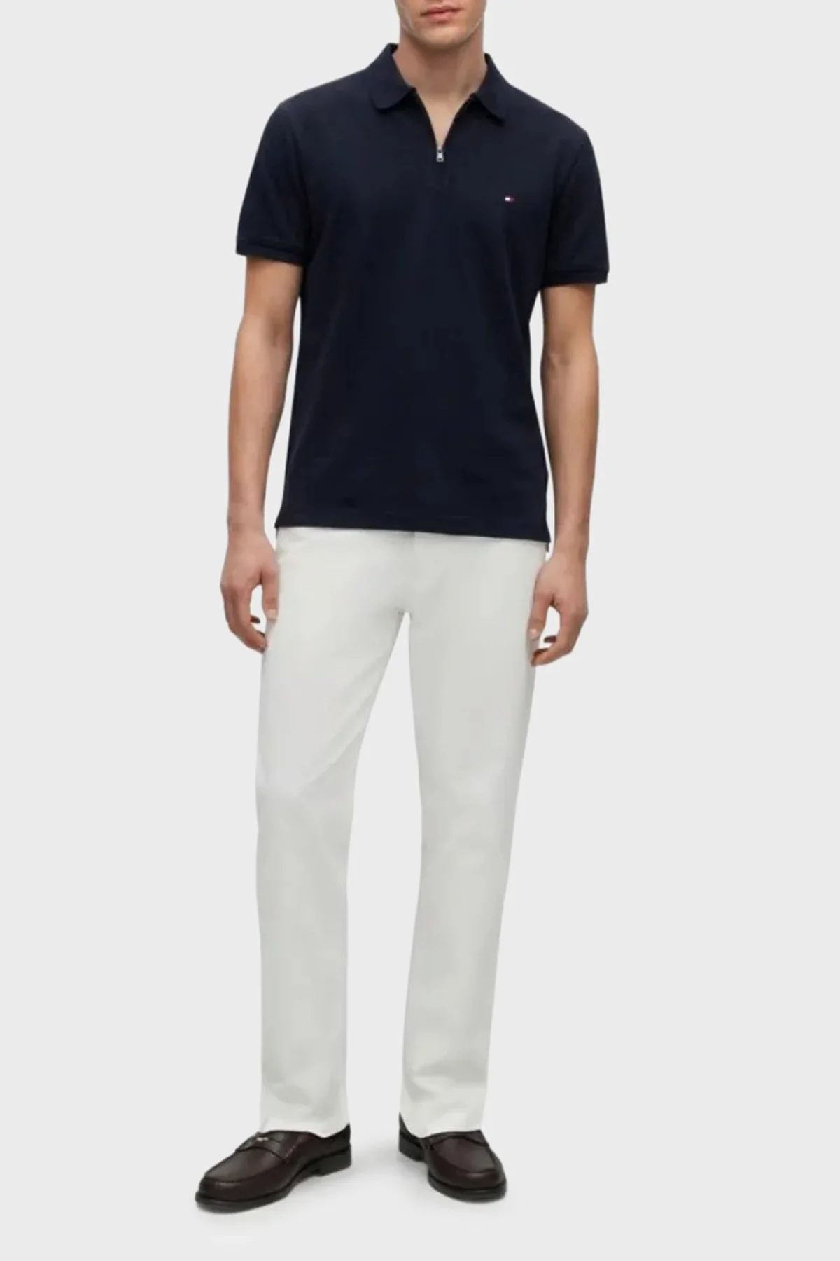 Tommy Hilfiger Pamuk Karışımlı Regular Fit Yarım Fermuarlı Erkek Polo Yaka T Shirt MW0MW43282 DW5 Lacivert - 2