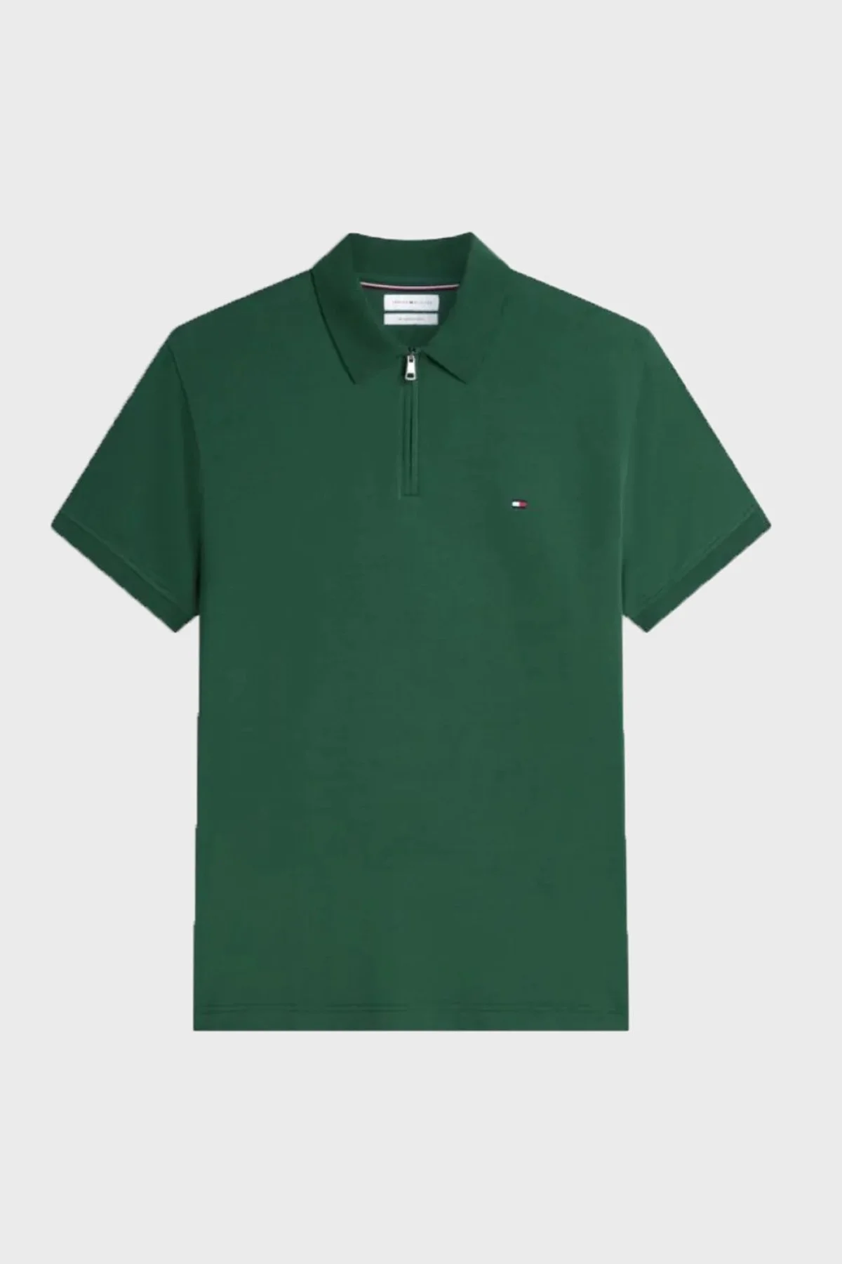 Tommy Hilfiger Pamuk Karışımlı Regular Fit Yarım Fermuarlı Erkek Polo Yaka T Shirt MW0MW43282 L2N Yeşil - 5