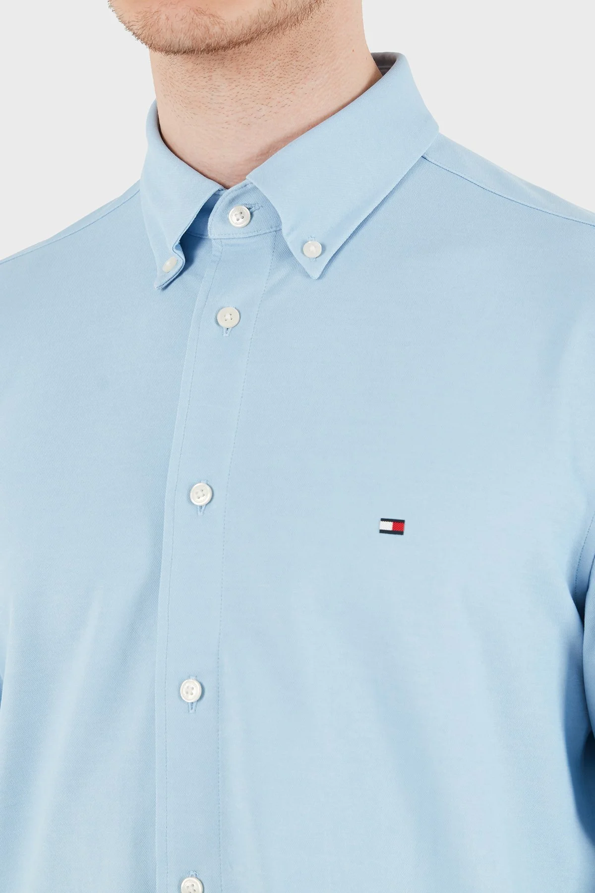 Tommy Hilfiger Pamuk Karışımlı Uzun Kollu Erkek Gömlek MW0MW41781 C1Y MAVİ - 5