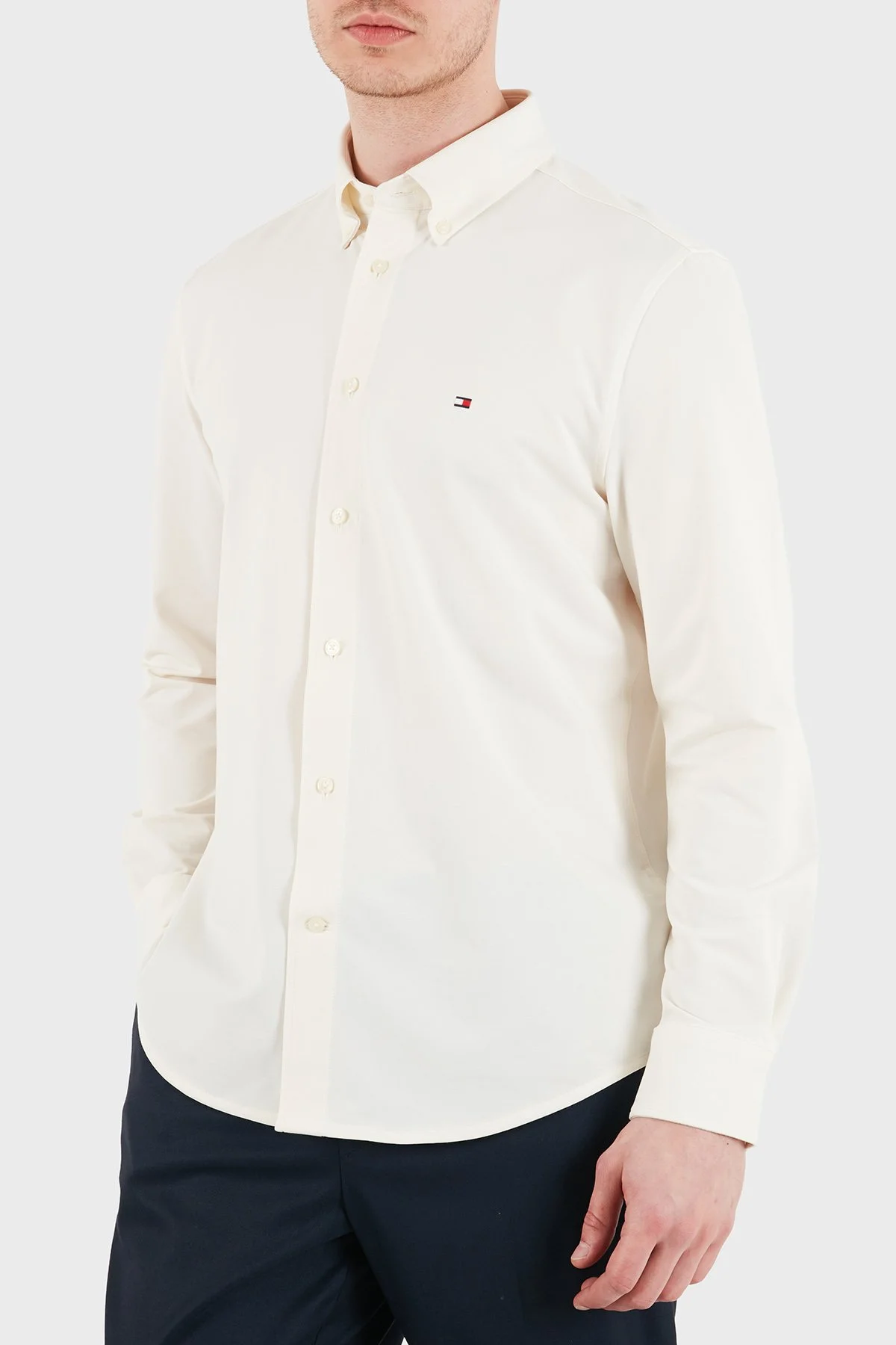 Tommy Hilfiger Pamuk Karışımlı Uzun Kollu Erkek Gömlek MW0MW41781 Z00 AÇIK BEJ - 3