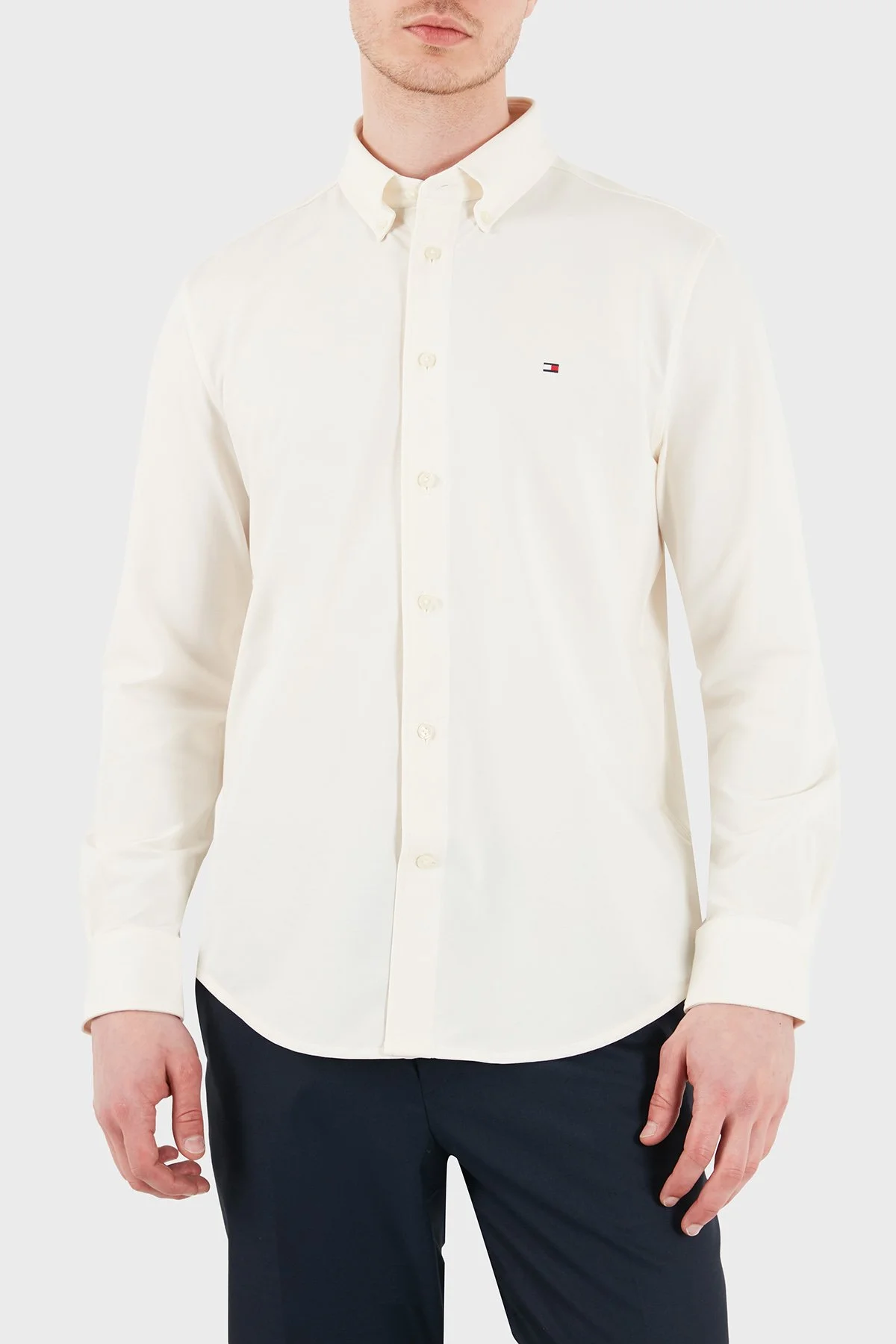 Tommy Hilfiger Pamuk Karışımlı Uzun Kollu Erkek Gömlek MW0MW41781 Z00 AÇIK BEJ - 4