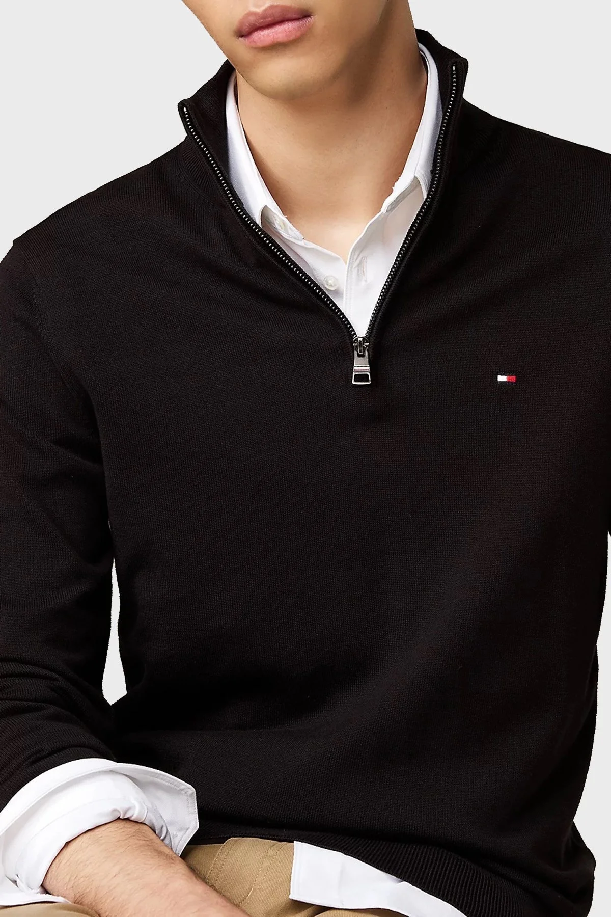 Tommy Hilfiger Pamuk Regular Fit Dik Yaka Erkek Kazak MW0MW37331 BDS SİYAH - 4