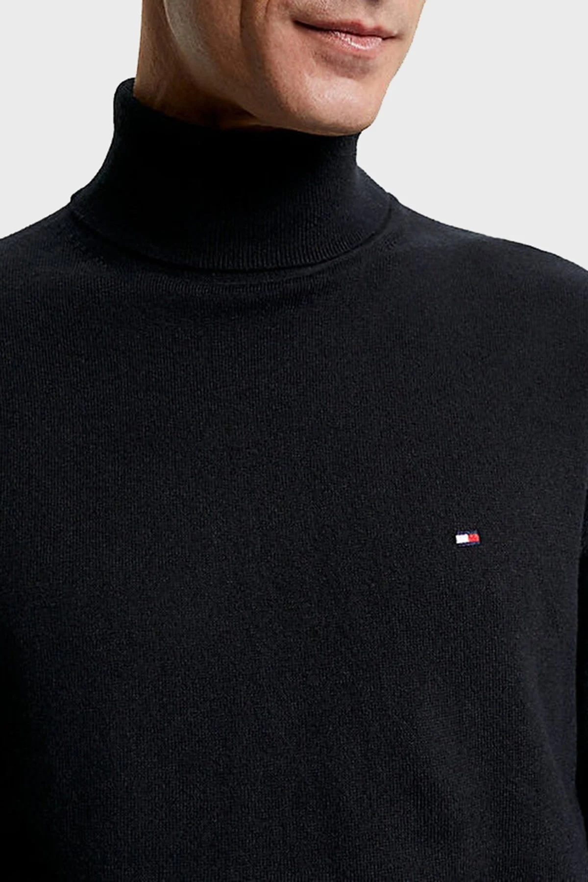 Tommy Hilfiger Pamuk ve Kaşmir Karışımlı Balıkçı Yaka Regular Fit Erkek Kazak MW0MW28048 BDS SİYAH - 7