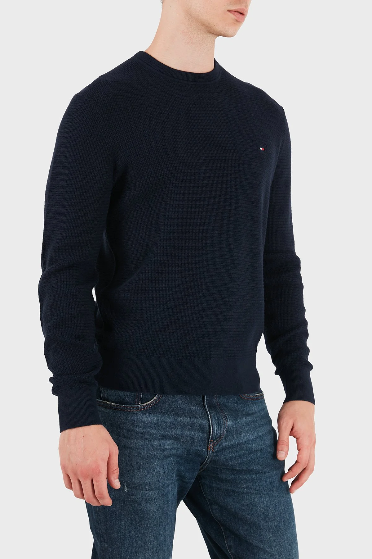 Tommy Hilfiger Pamuk Ve Kaşmir Karışımlı Bisiklet Yaka Erkek Kazak MW0MW44759 DW5 Lacivert - 5