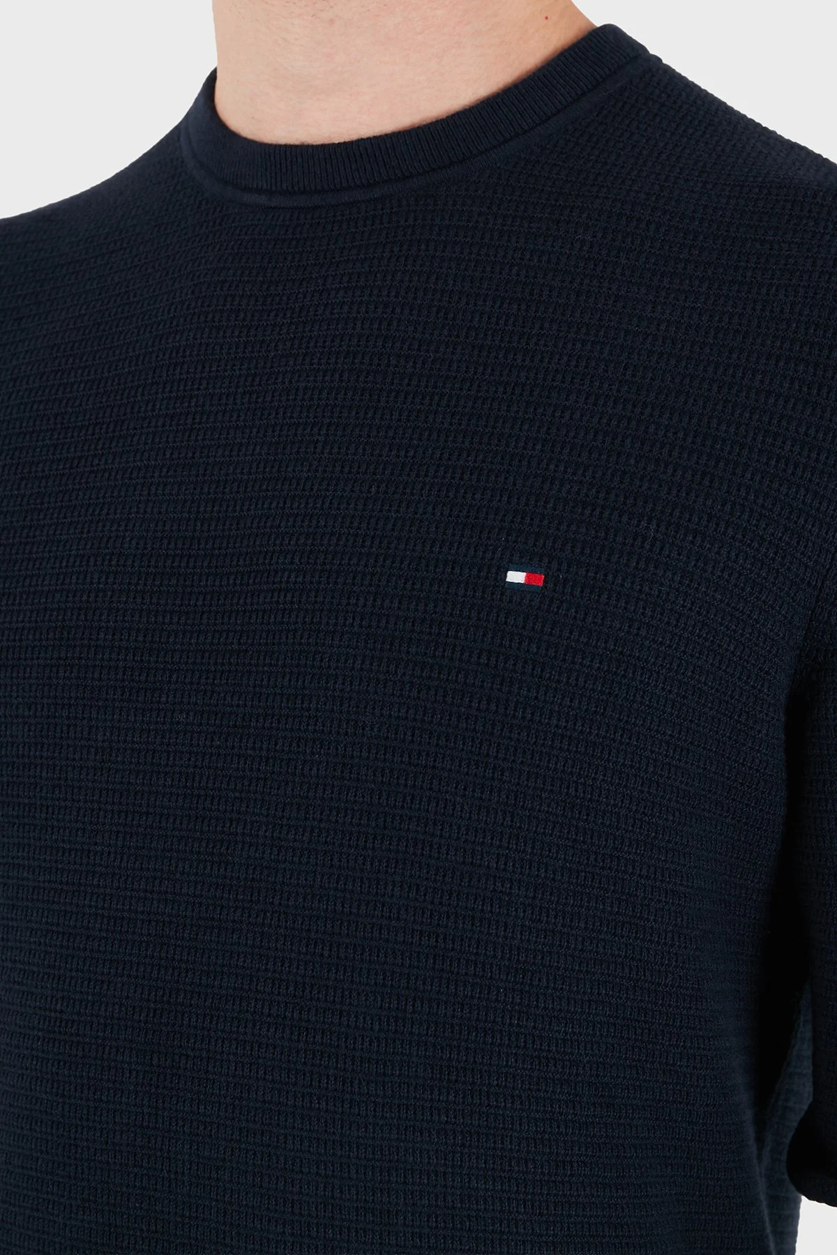 Tommy Hilfiger Pamuk Ve Kaşmir Karışımlı Bisiklet Yaka Erkek Kazak MW0MW44759 DW5 Lacivert - 6